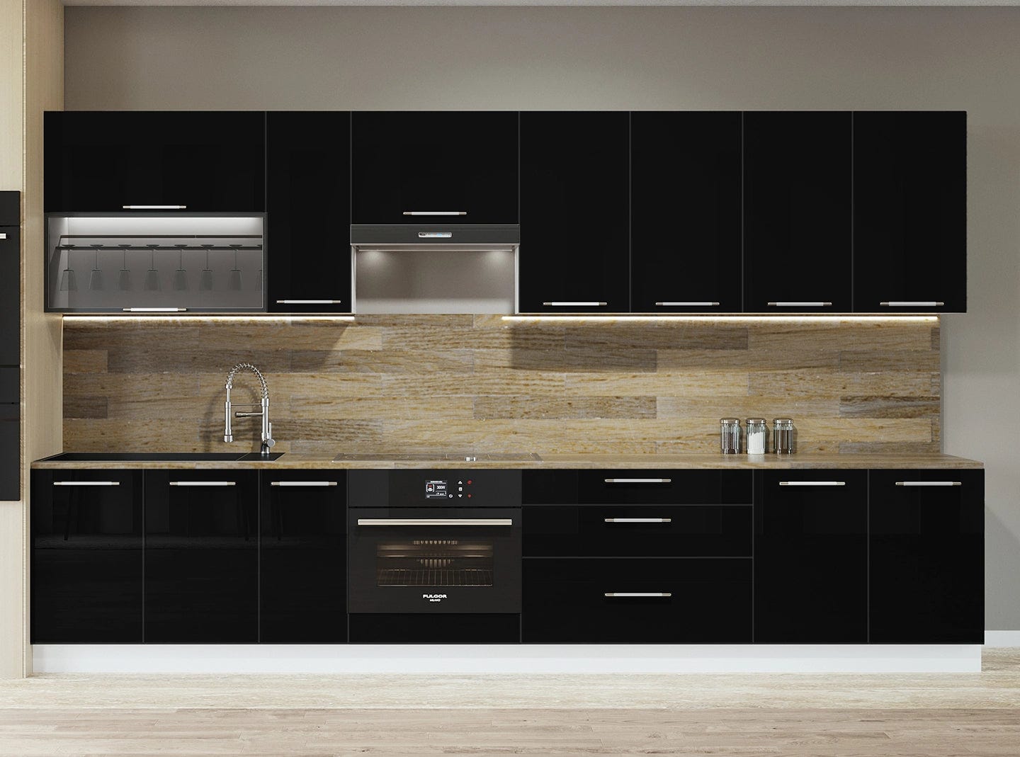 Cuisine Compl te Haut Et Bas 330cm 10 Meubles Dont Sous vier Bas Four cuisine-compl-te-haut-et-bas-330cm-10-meubles-dont-sous-vier-bas-four