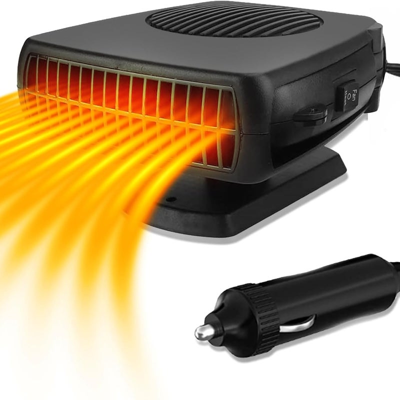 Ogrzewacz samochodowy 12 V: przenośny grzejnik samochodowy z wentylatorem 12 V z gniazdem zapalniczki samochodowej i podgrzewaczem szyby przedniej