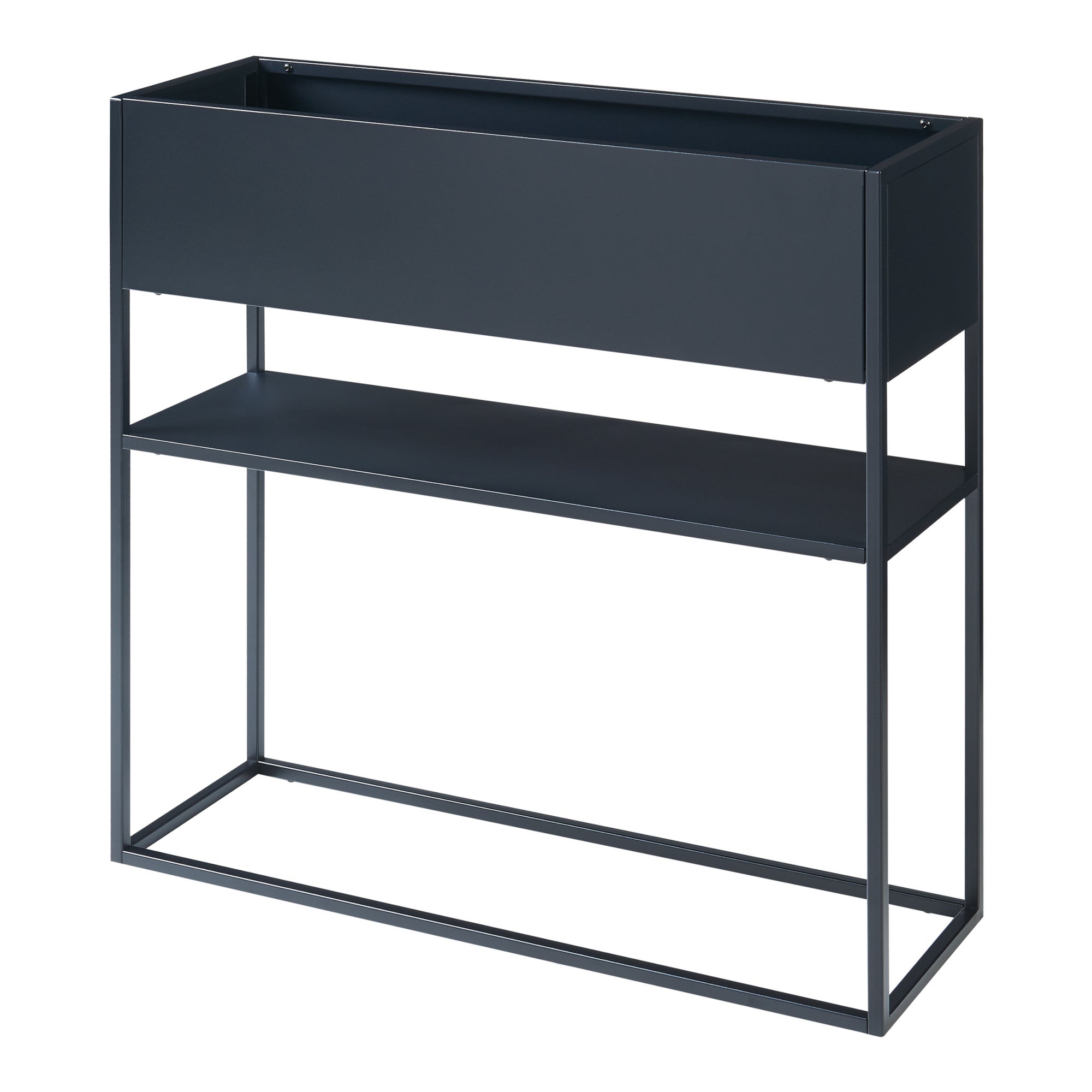 Porte-plantes surélevé Joensuu avec étagère 80 x 80 x 25 cm noir [en.casa] - 3