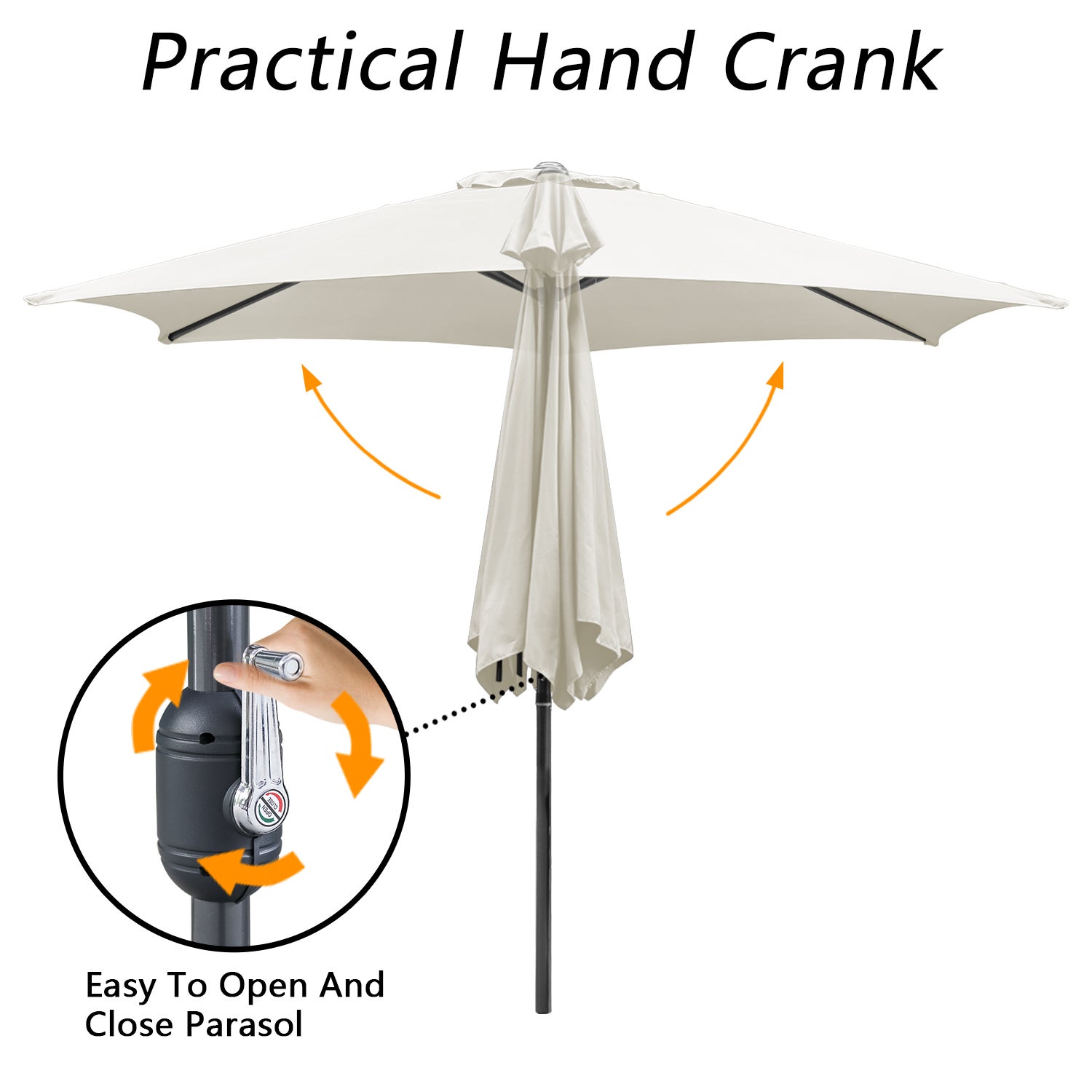 Parasol Droit jardin Protection UV, résistants et imperméables pour terrasse et balcon Ø350cm Beige - 3