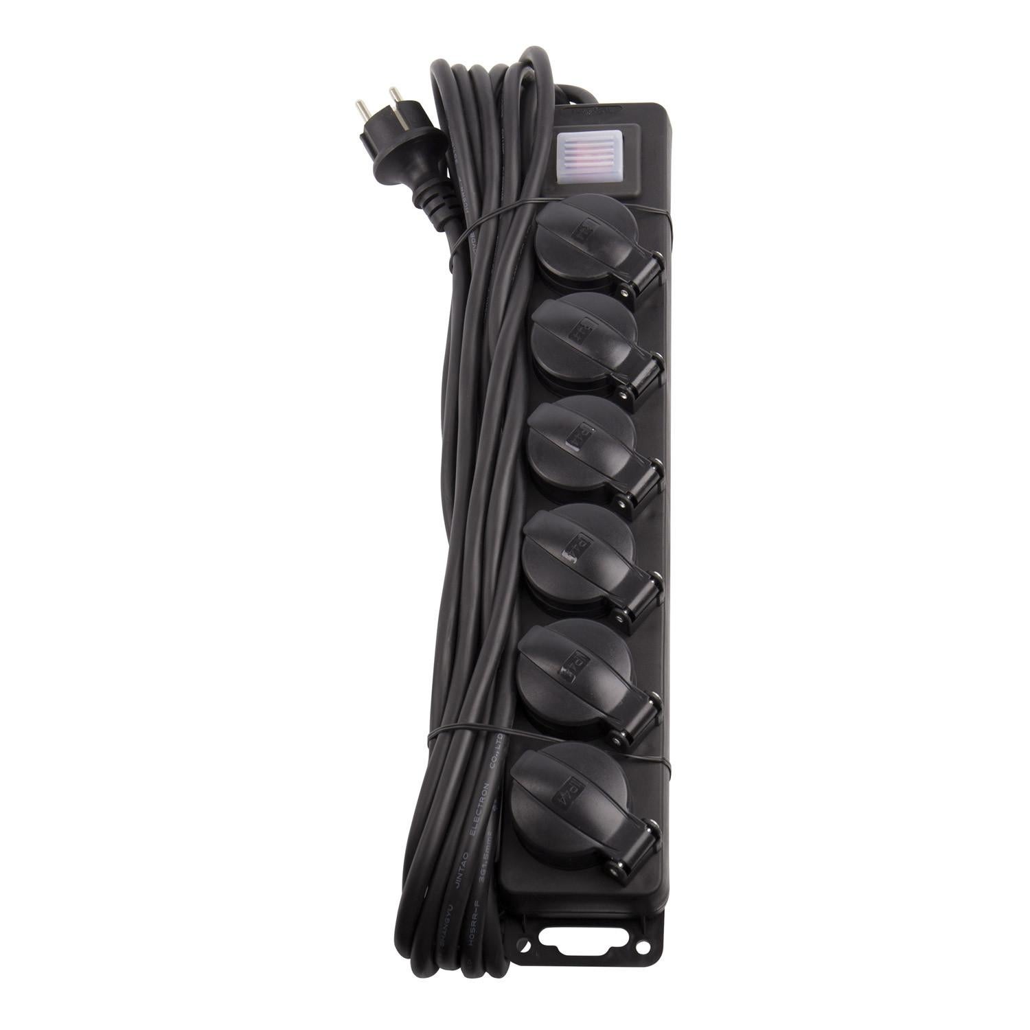 Bloc Multiprise 6 Prises Schuko EU | IP44 Résistant aux Éclaboussures | Câble 10m avec Interrupteur Lumineux | Pour Intérieur et - 2