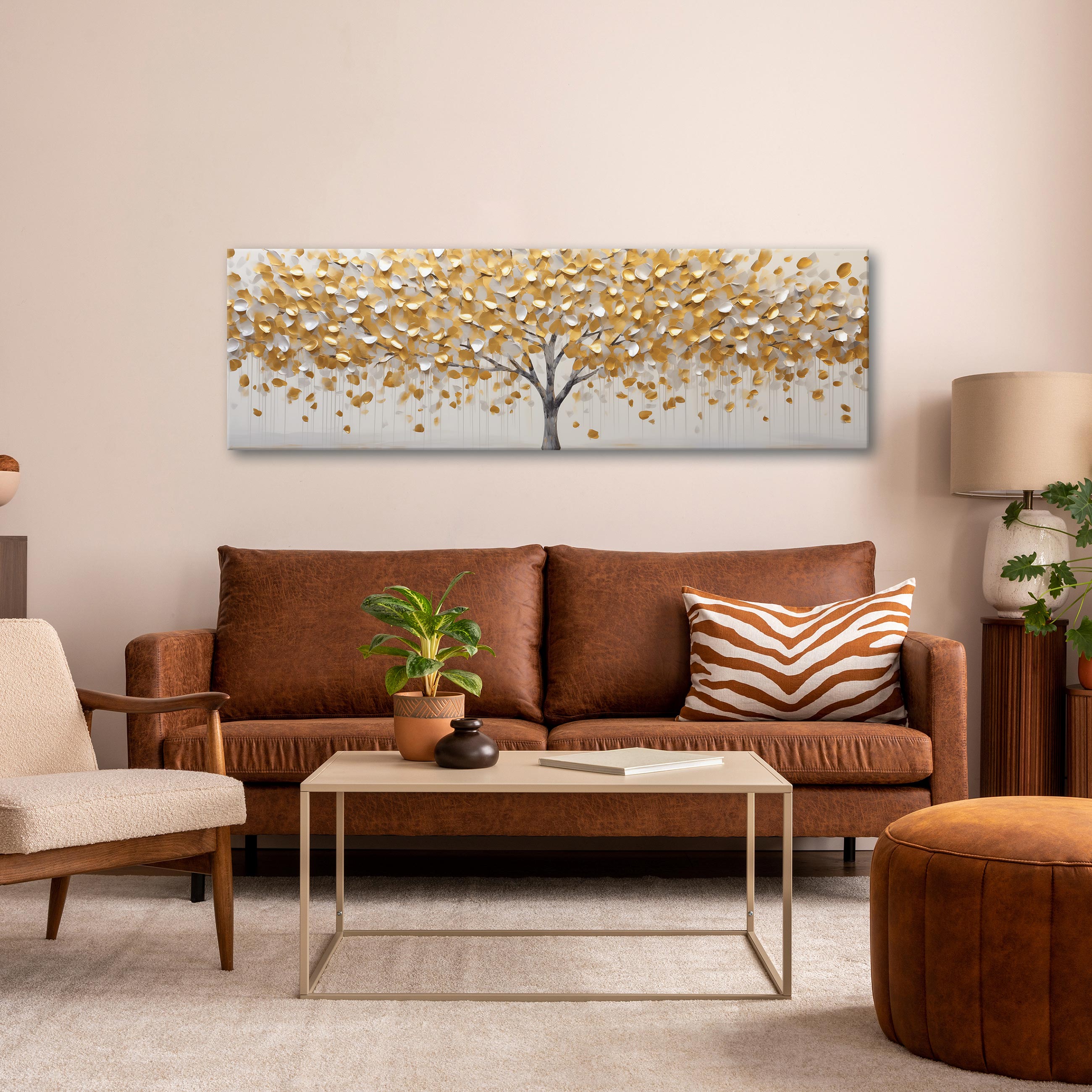 Impression sur Toile Abstraction Arbre Magie Feuilles Art Moderne 145x45 cm XXL Tableau Décoration Murale Intissée pour Salon Chambre pret a accroche - 2