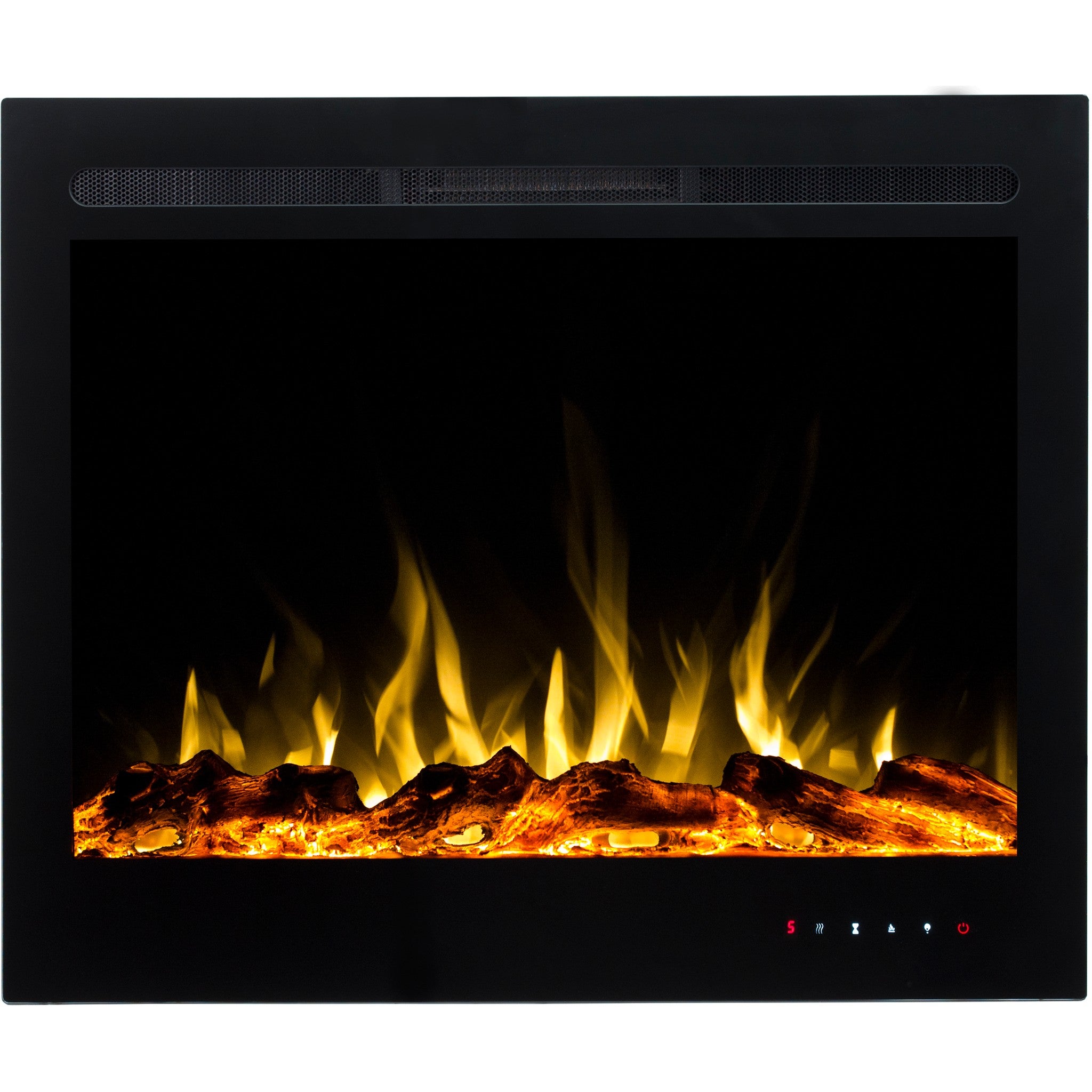 Kominek elektryczny AFLAMO Majestic 39 - ogień premium - na ścianę i do zabudowy - 77x63x14 cm - dekoracyjny kominek LED z grzaniem 750/1500 W