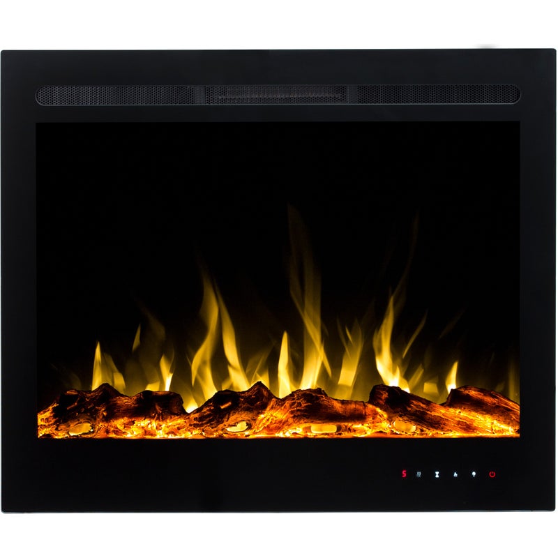 Kominek elektryczny AFLAMO Majestic 39 - ogień premium - na ścianę i do zabudowy - 77x63x14 cm - dekoracyjny kominek LED z grzaniem 750/1500 W