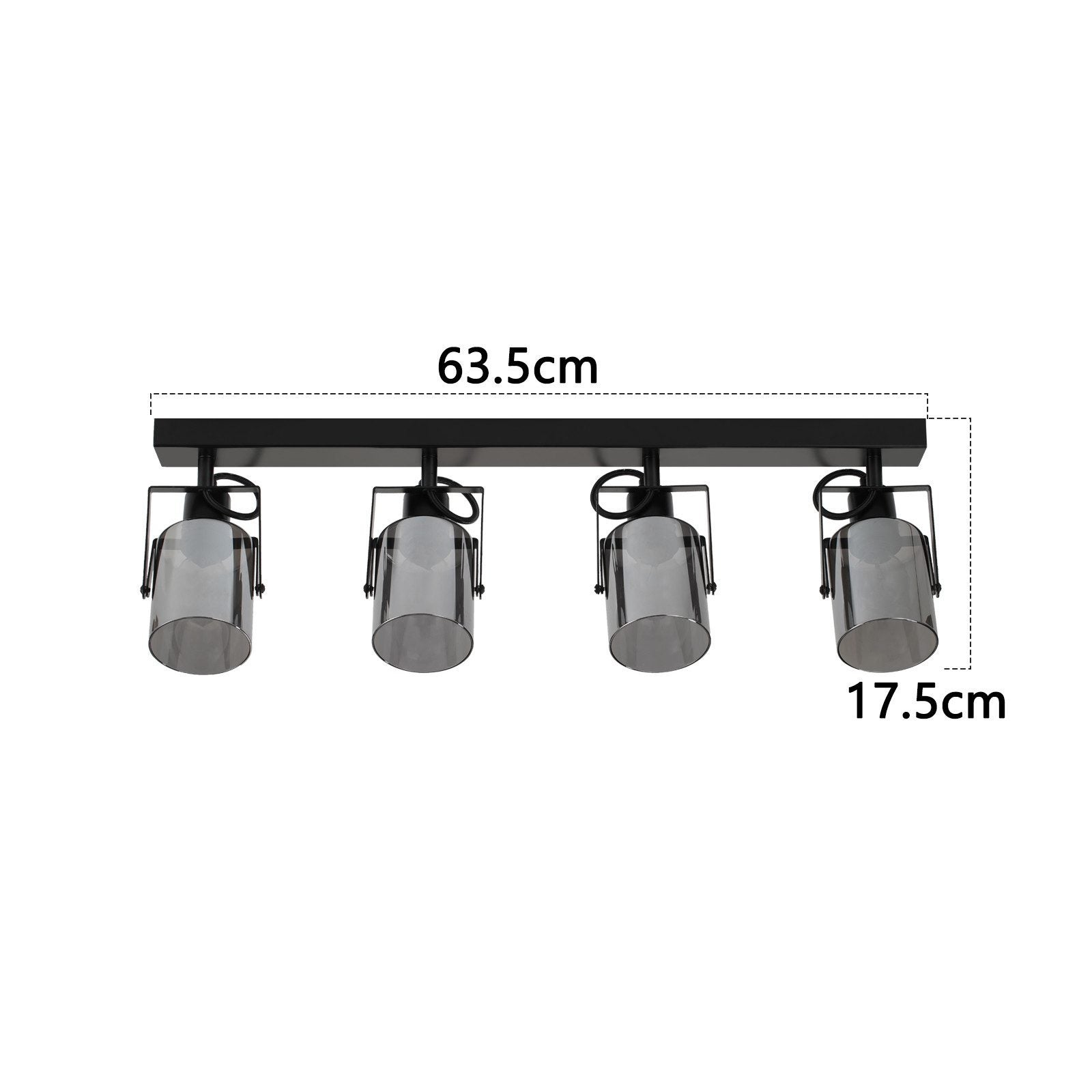 NETTLIFE Foco de techo negro 4 bombillas Lámpara de techo industrial vintage orientable 350° E14 - 6