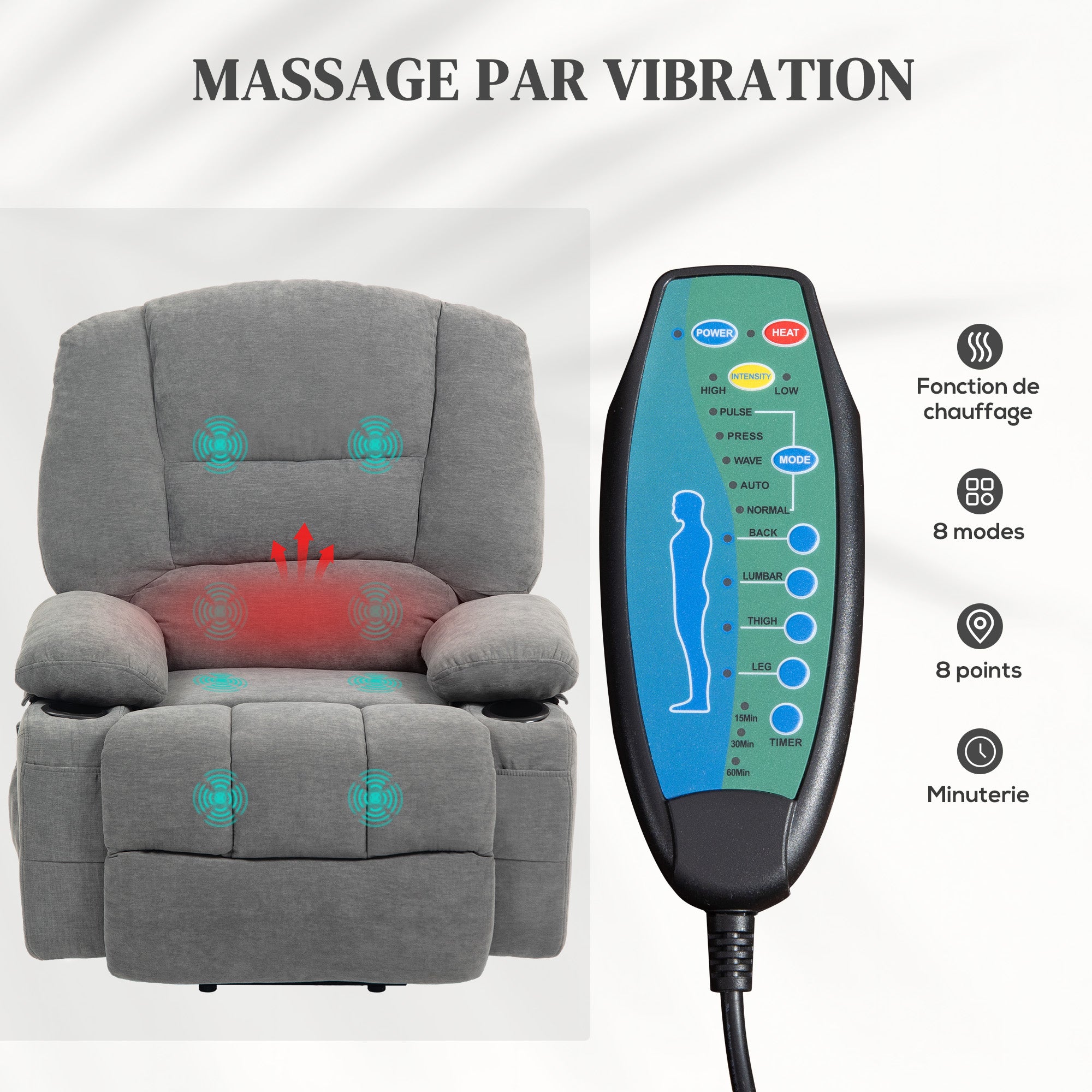 Fauteuil releveur électrique polyester 1 place HOMCOM - 5