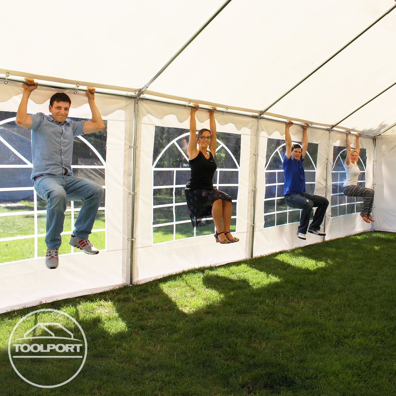 Carpa para fiestas carpa de fiesta 5x5 m carpa de pabellón de jardín lona PVC 700 N en blanco impermeable - 4