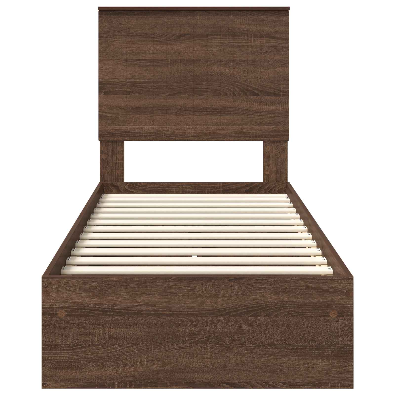 Lit coffre chêne brun 75 x 190 cm panneau de bois - 8