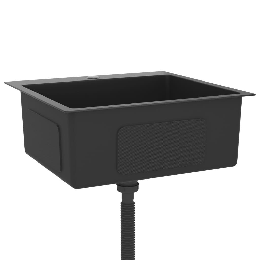 Lavello da cucina fatto a mano 53 x 50 cm acciaio inox nero 02_0002460 - 2