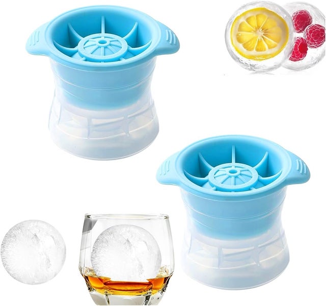 Silikonowa foremka do kostek lodu do whisky, miękki rożek, ekologiczna, niebieska, 2 sztuki