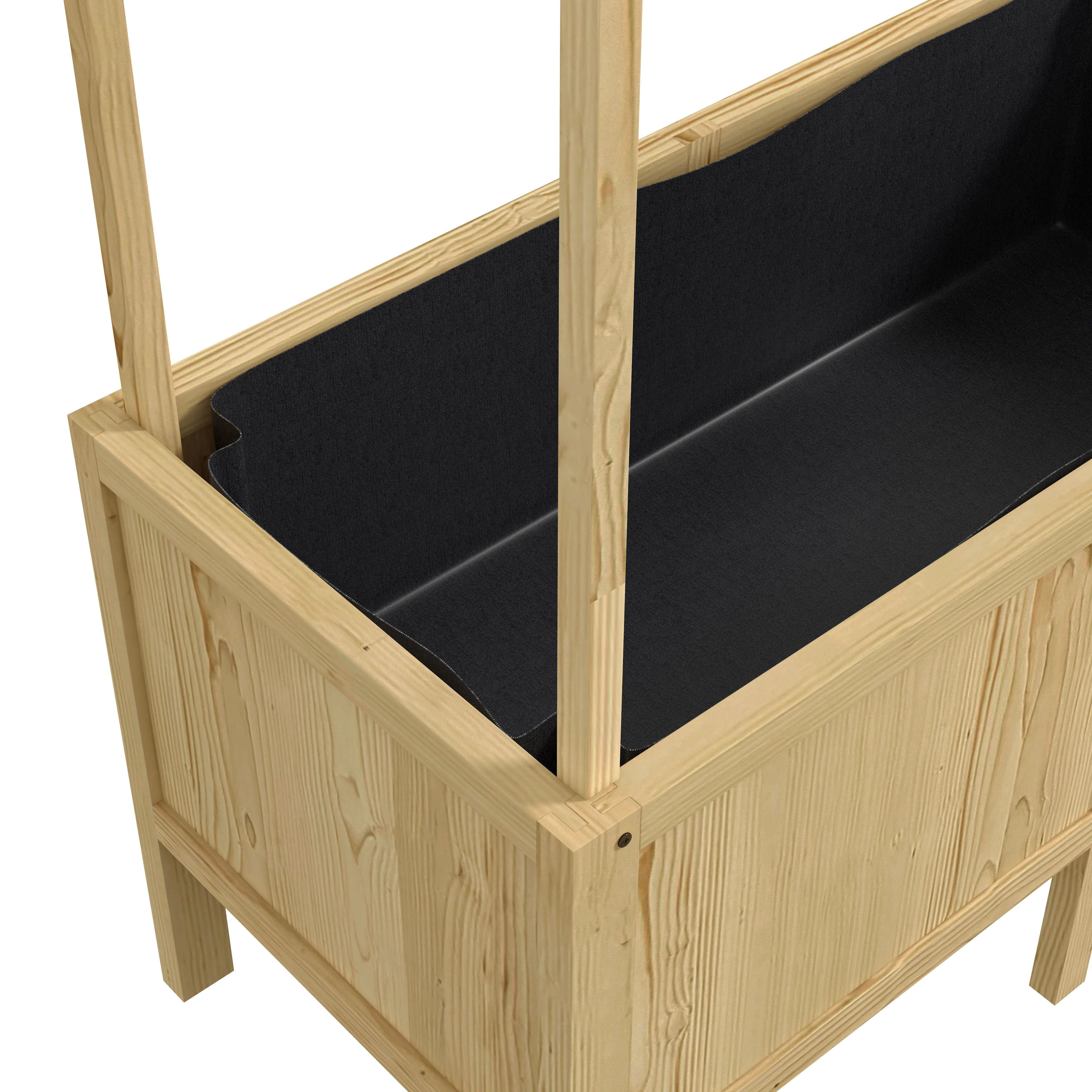 Support de jardinière naturel BEXTCOK avec housse, bac à fleurs de jardin (110 x 60 x 152 cm) — Jardinière de type serre avec doublure en non-tissé - 6