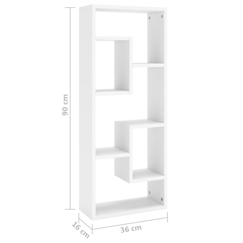 Étagère murale Blanc 36x16x90 cm Bois d ingénierie - 8