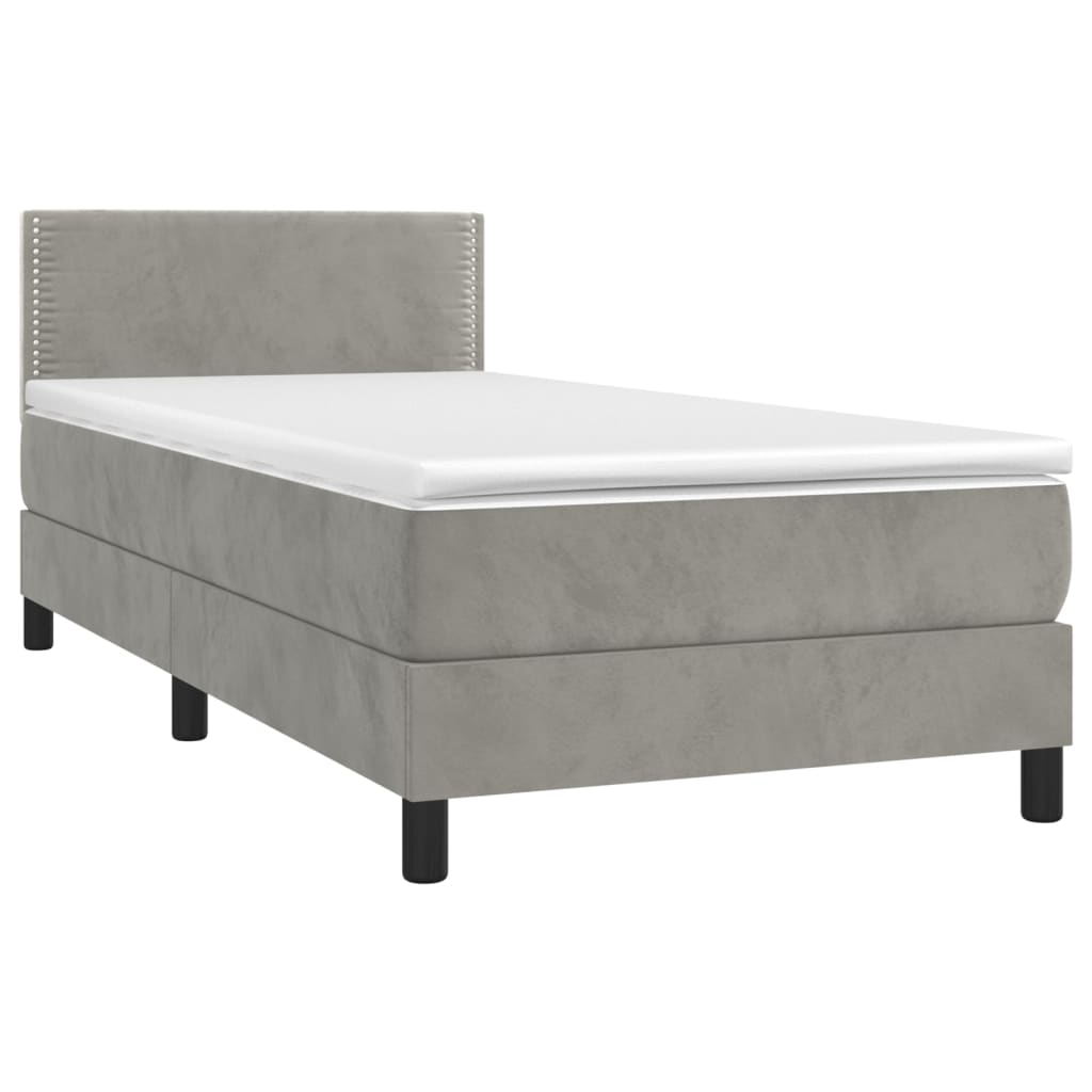 Maison Exclusive - Sommier à lattes de lit et matelas Gris clair 90x190 cm Velours - 3