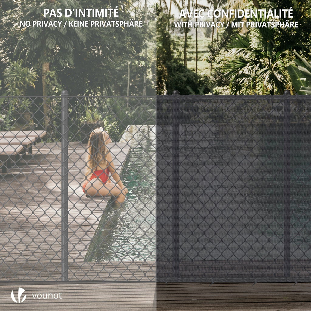 Brise vue occultant en HDPE 90g/m² 1.5x10m avec attaches de fixation anthracite VOUNOT® - 7