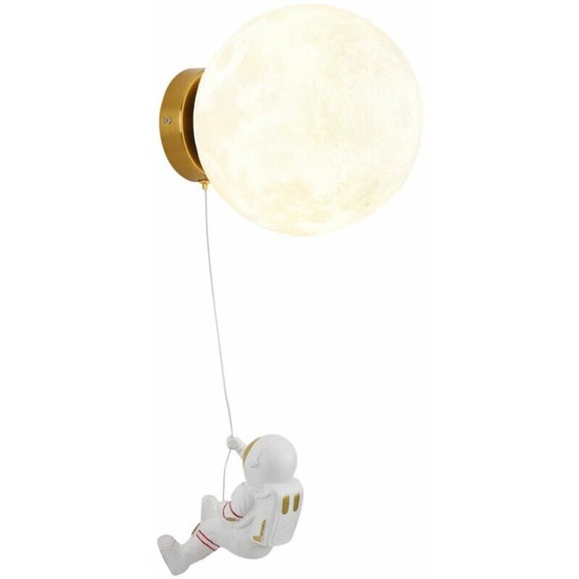 Kinkiet księżyc do pokoju dziecięcego kreatywny astronauta kreskówka kinkiet do sypialni przy łóżku, trójkolorowa lampa LED o średnicy 15 cm