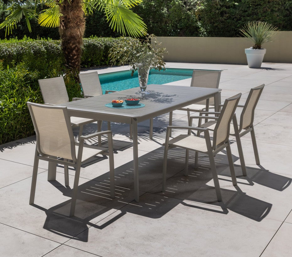 Ensemble table et chaises de jardin - 8 places - gris - ROME - 2