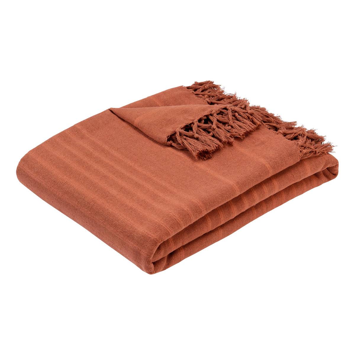 Jeté de lit Anjali 220x160 terracotta en coton - Atmosphera Créateur d'intérieur - 2