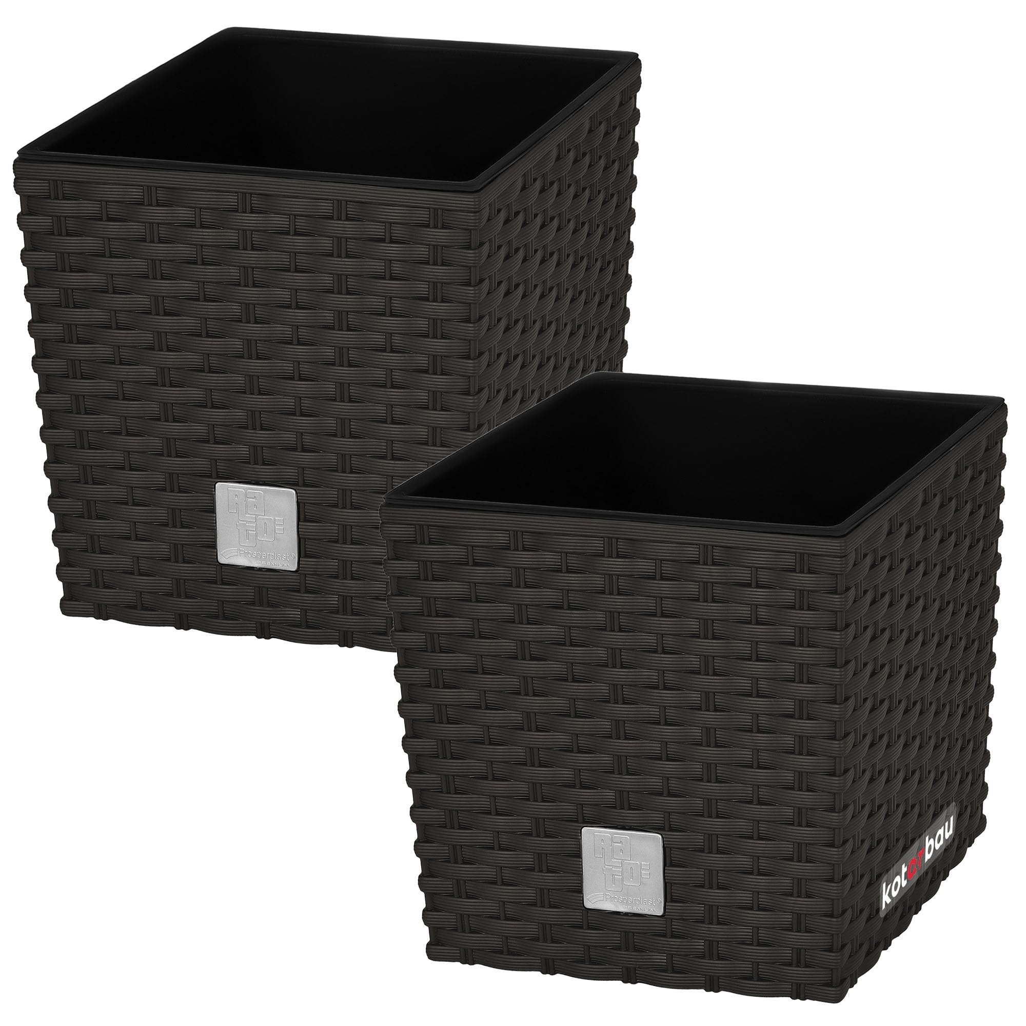 2x donica 9,8 l ogrodowa balkonowa taras kwiaty doniczka rattan wkład ogród - KOTARBAU