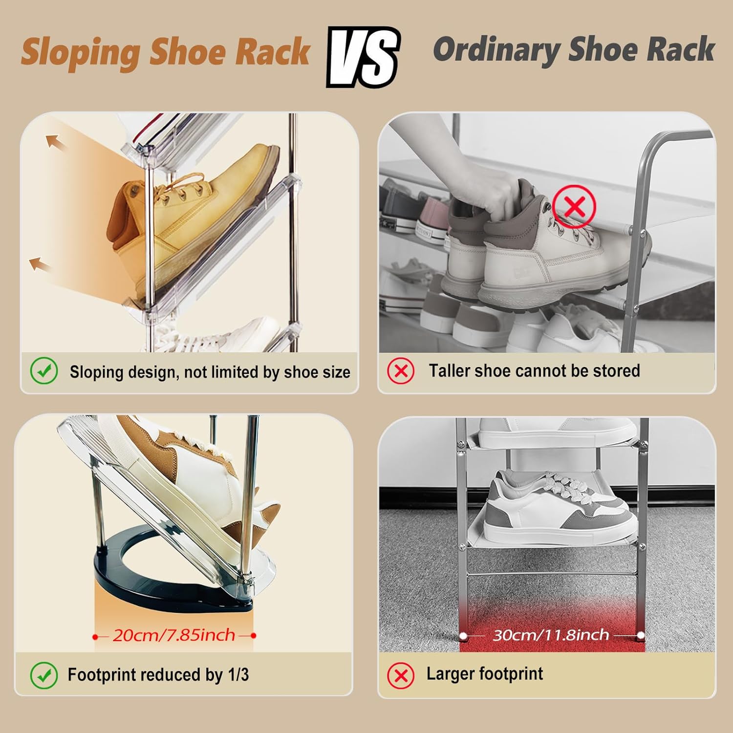 Scarpiera a 5 ripiani, scarpiera stretta salvaspazio, scarpiera per ingresso, organizer per scarpe, scarpiera - 3