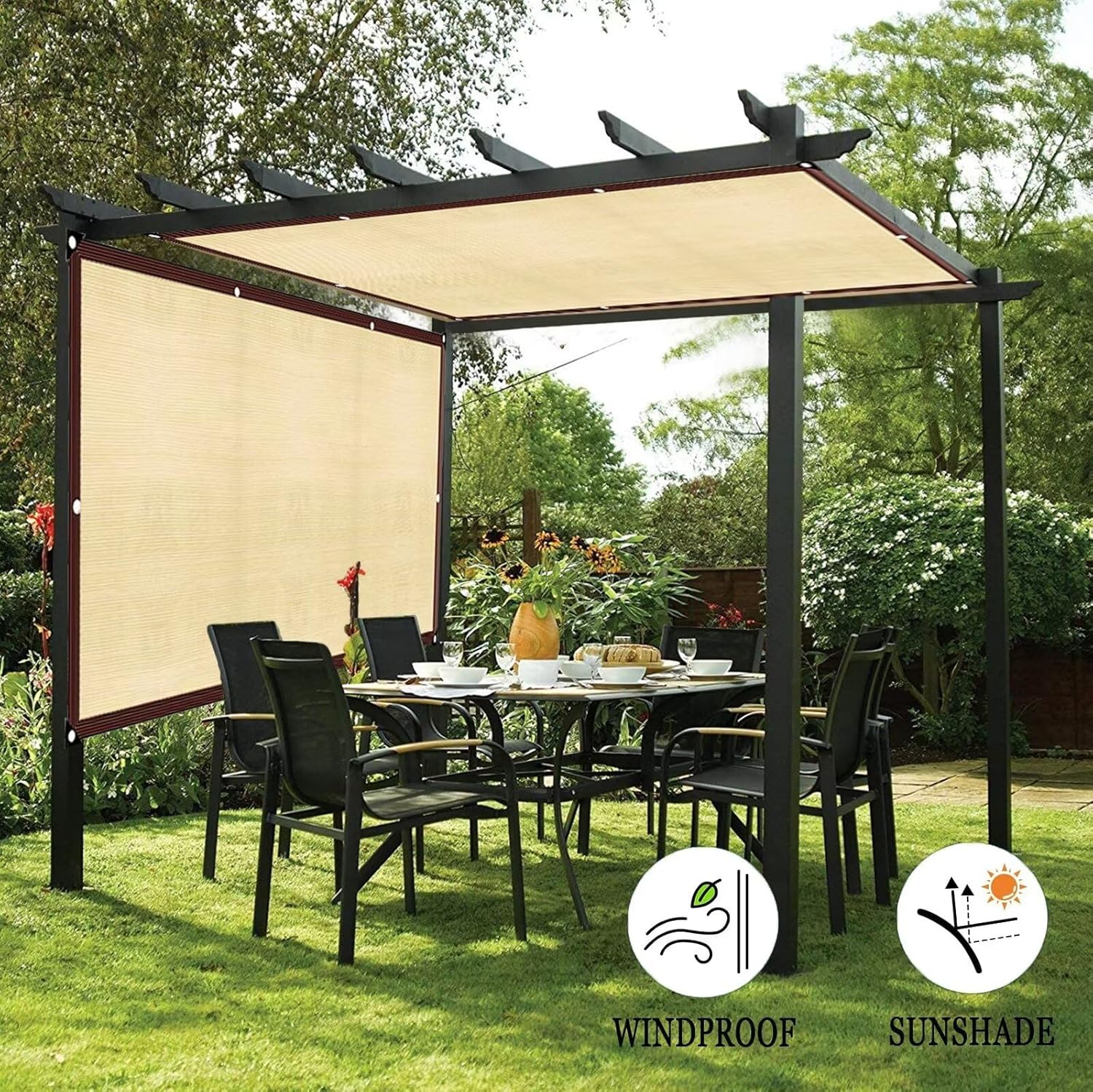 Filet pare-soleil, filet de protection solaire, filet d'ombrage de jardin avec œillets, filet anti-UV (jaune - 2x4m) avec corde de 4m - 5