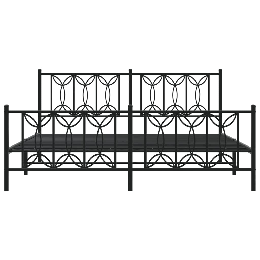 Cadre de lit métal avec tête de lit/pied de lit noir 183x213 cm - 4
