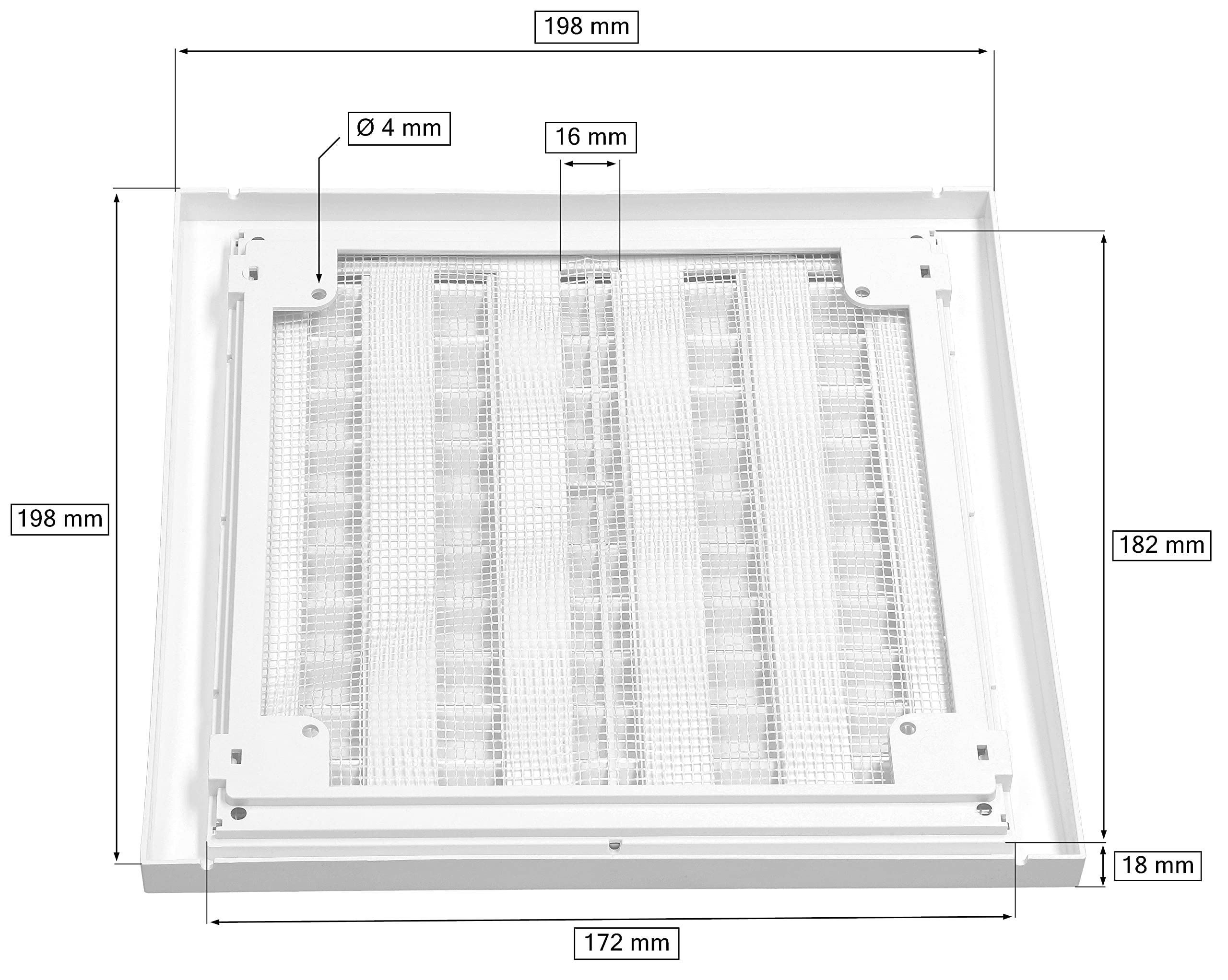 Kratka wentylacyjna zamykana z siatką 200x200 mm - KOTARBAU - 2