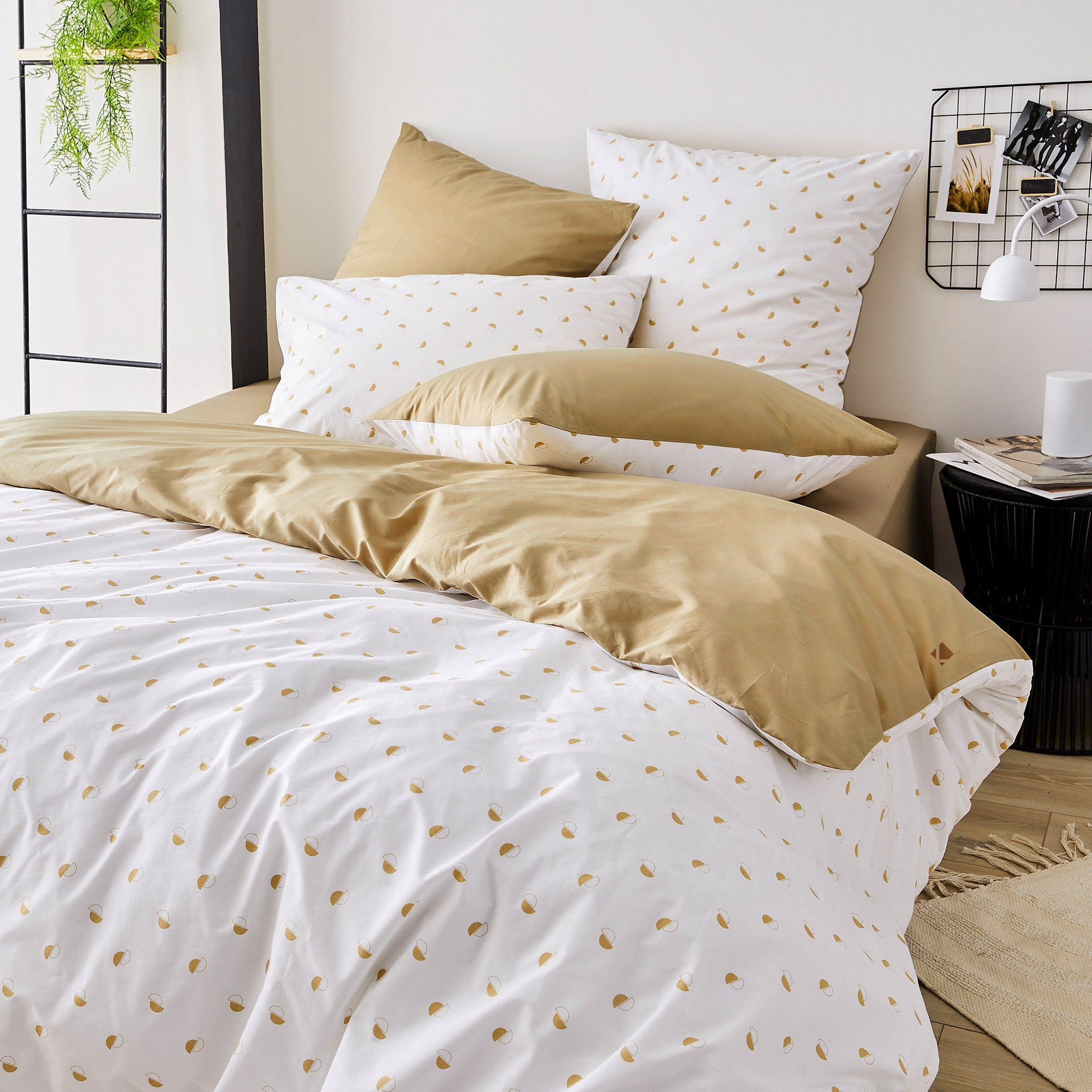 Housse de couette 260x240 percale coton GABRIELLE gris jais