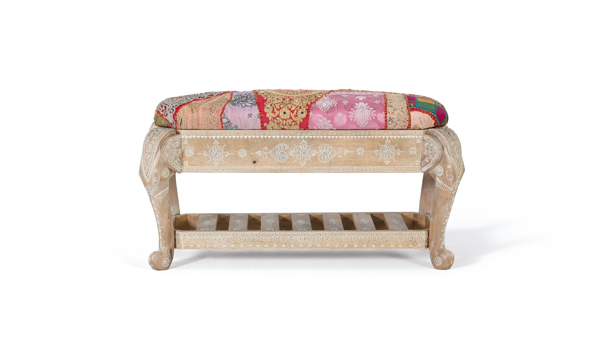 Banc en bois manguier et tissu