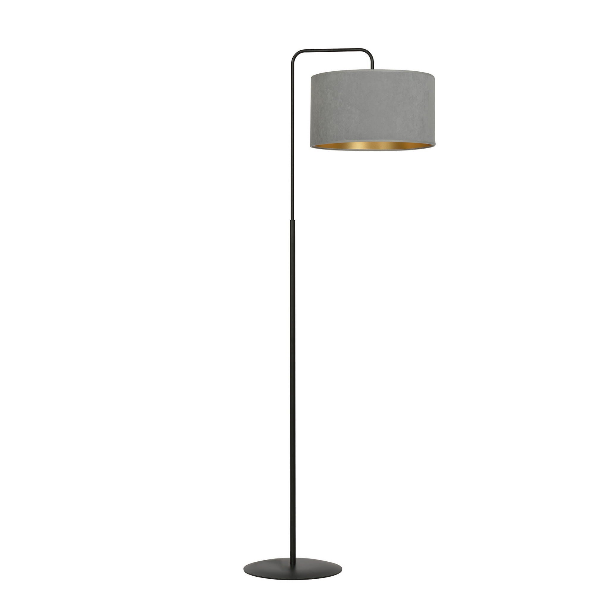 Lampa podłogowa stojąca Hilde czarno-szaro-złota 1xE27x15W wym: 150 x 50 x 35 cm tkanina Emibig