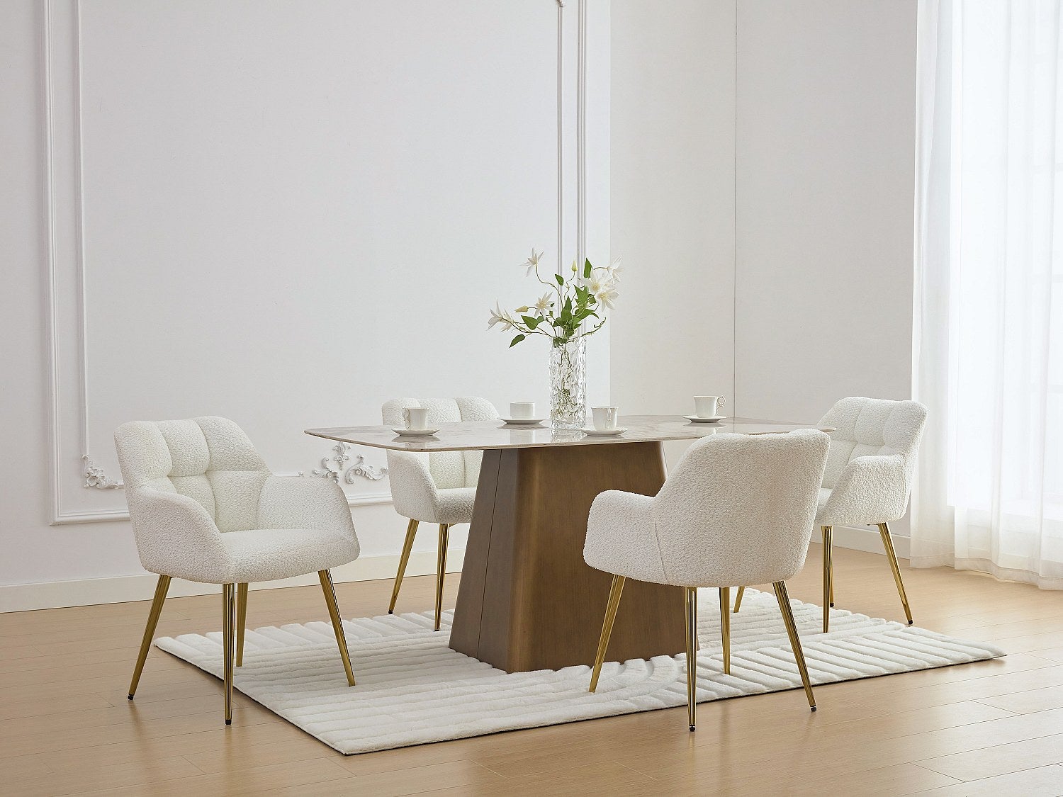 Zestaw 2 krzeseł z podłokietnikami - Bukla i złoty metal - Biały - PEGA Pascala Morabito