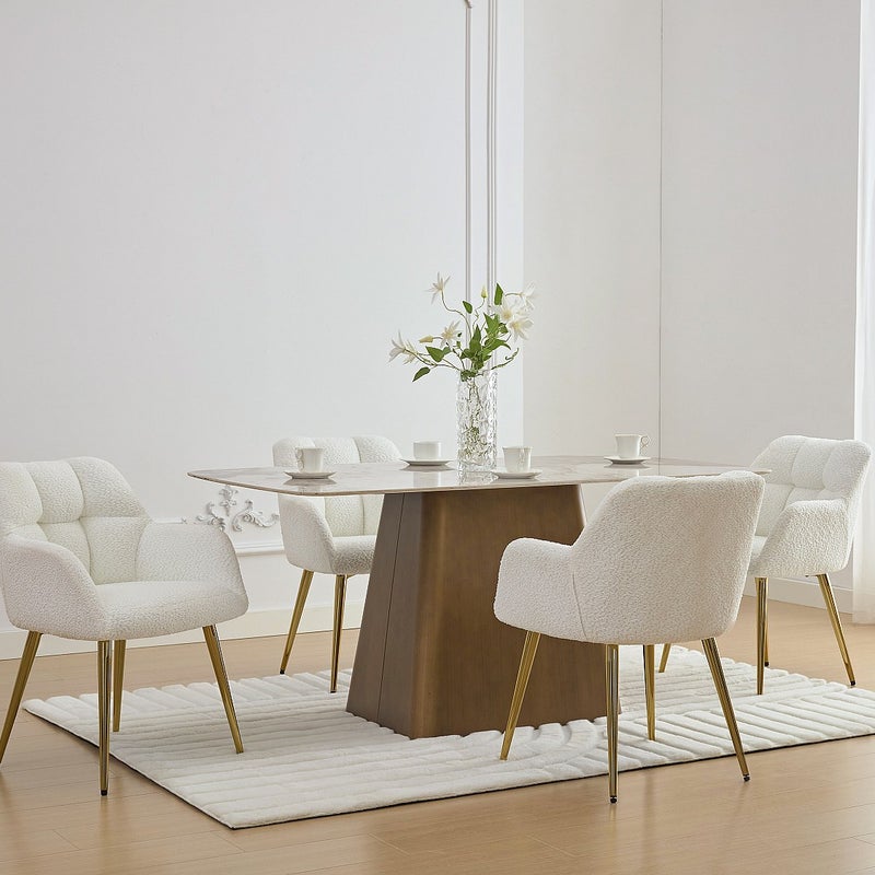 Zestaw 2 krzeseł z podłokietnikami - Bukla i złoty metal - Biały - PEGA Pascala Morabito