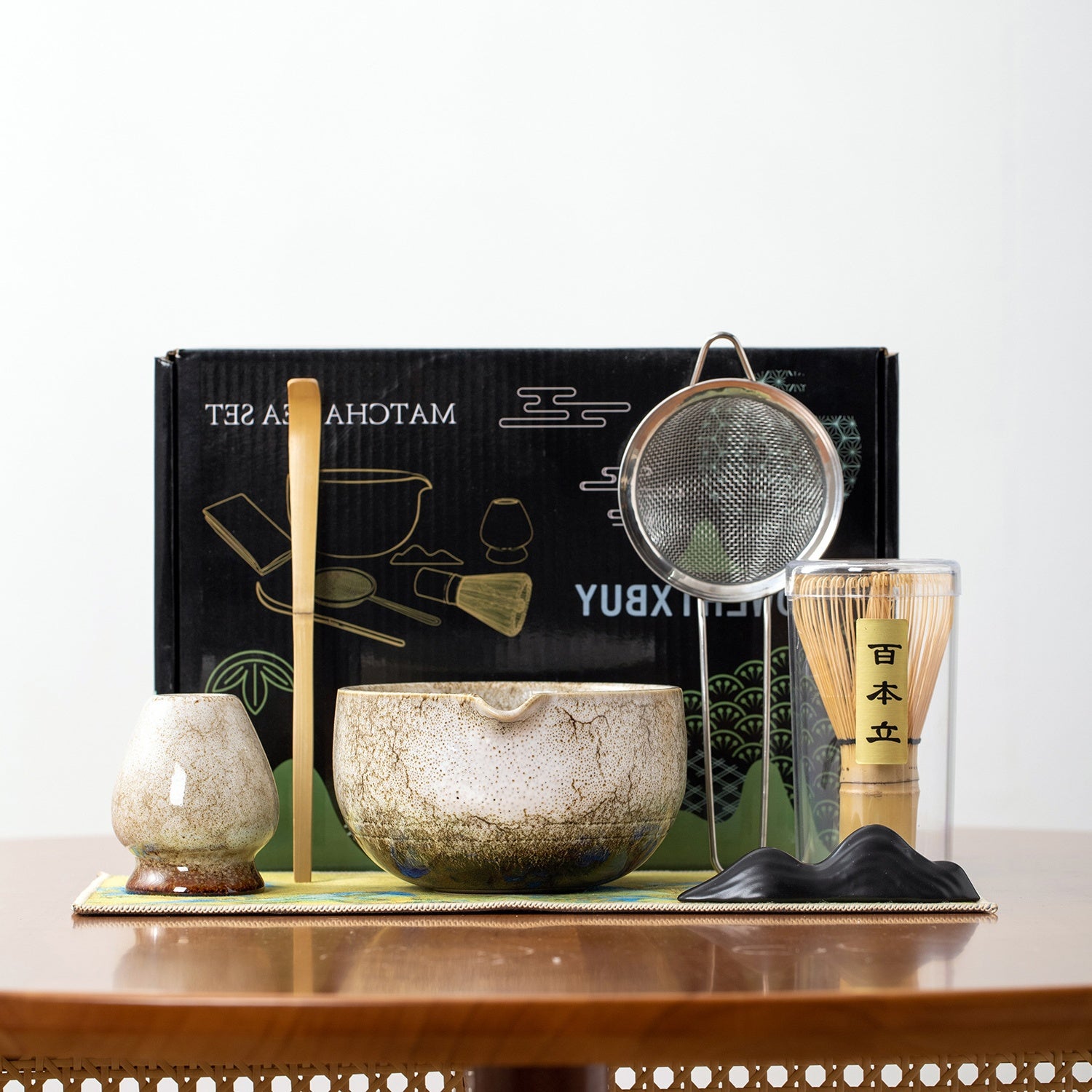 BambooMN Marque - Ensemble fouet à thé vert matcha - fouet cuillère à thé support de fouet BambooMN Marque - Ensemble fouet à thé vert matcha - fouet cuillère à thé support de fouet