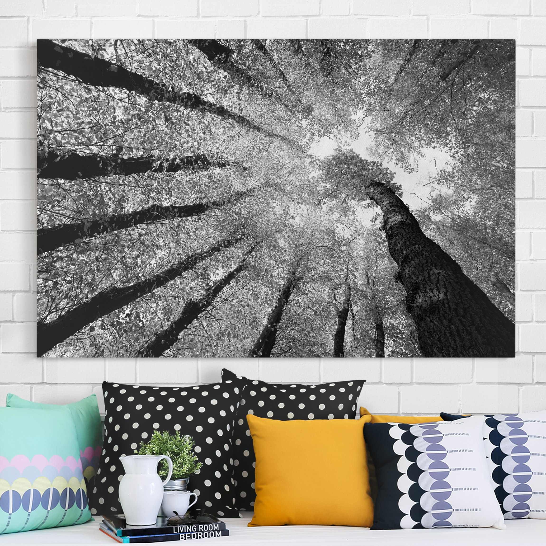 Lienzo cuadro en lienzo bastidor impresion en lienzo blanco y negro cielo paisaje árboles fotografía 199 dormitorio salón pasillo 90 x 60 cm