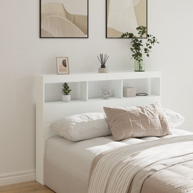 Armoire tête de lit | Tête de lit pour lit adult | Décoration murale avec LED blanc 140x17x102 cm CFW51184