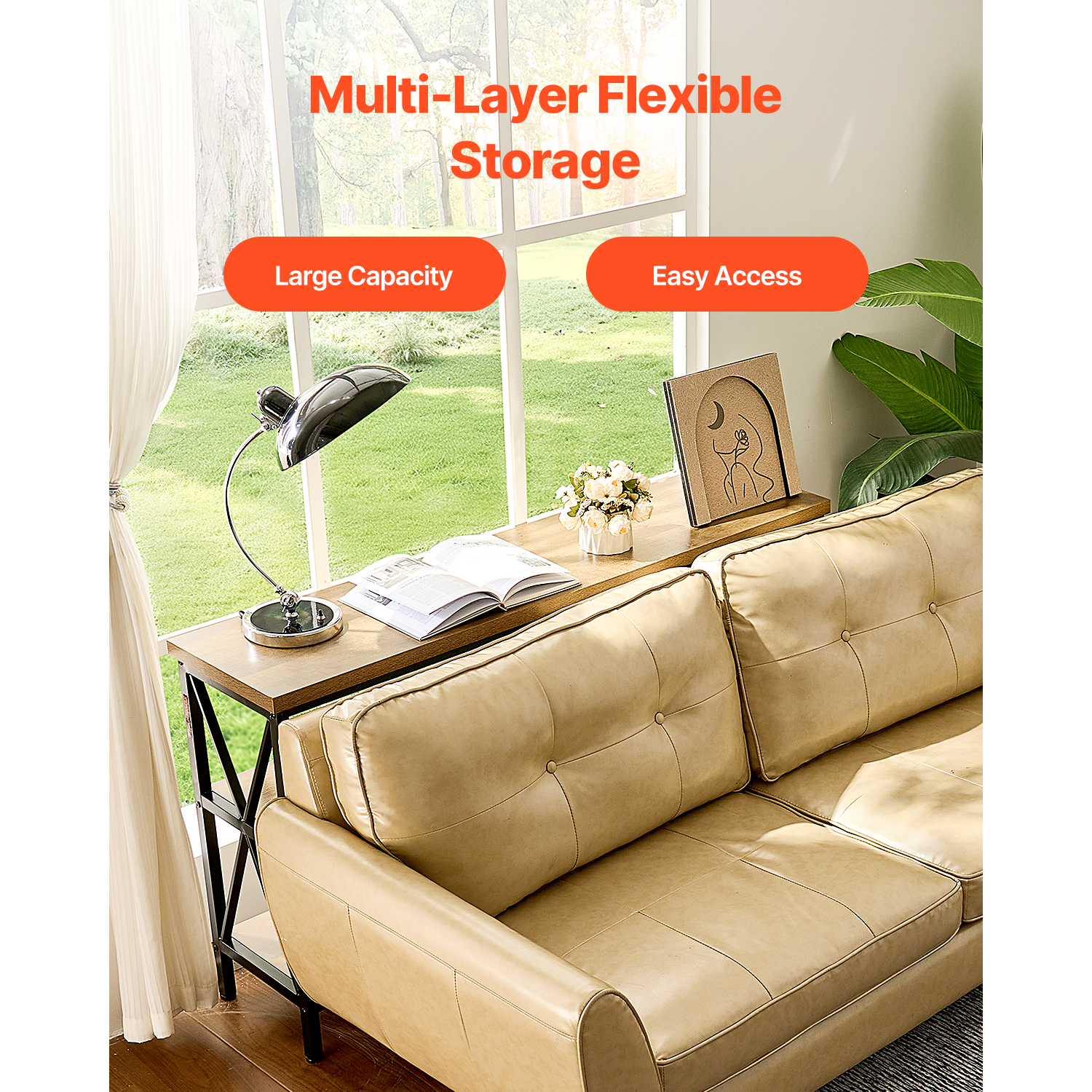 Table console étroite,SucceBuy 55,1 pouces,table entrée 3 niveaux,cadre métal,pour entrée,chambre - 7