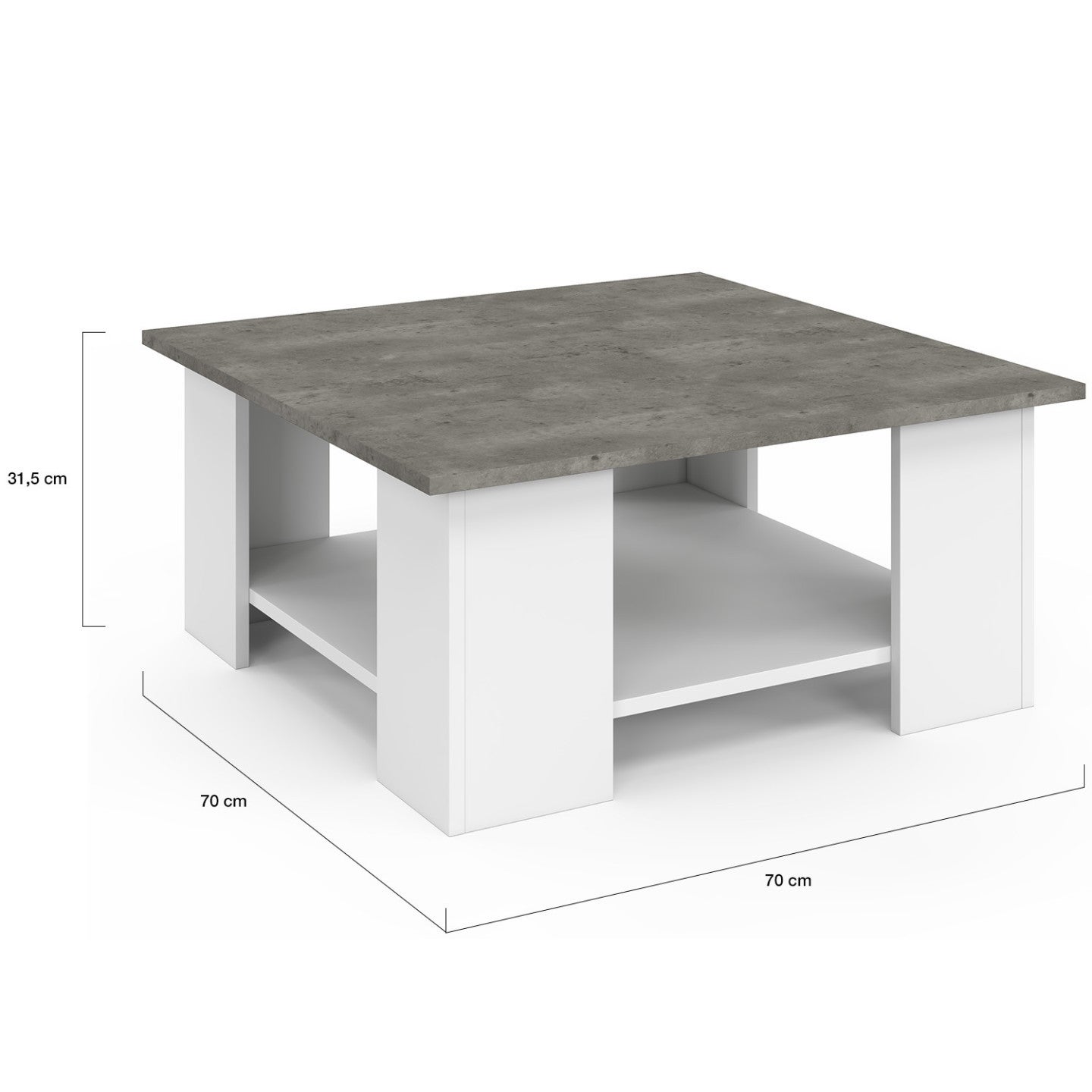 Table basse carrée ELI blanche plateau effet béton - 5