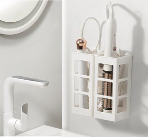 Linkidea 2 Pack Supporto per ferro arricciacapelli da parete, Supporto per appendere i ferri da stiro, Ferri arricciacapelli (Bianco, Medio