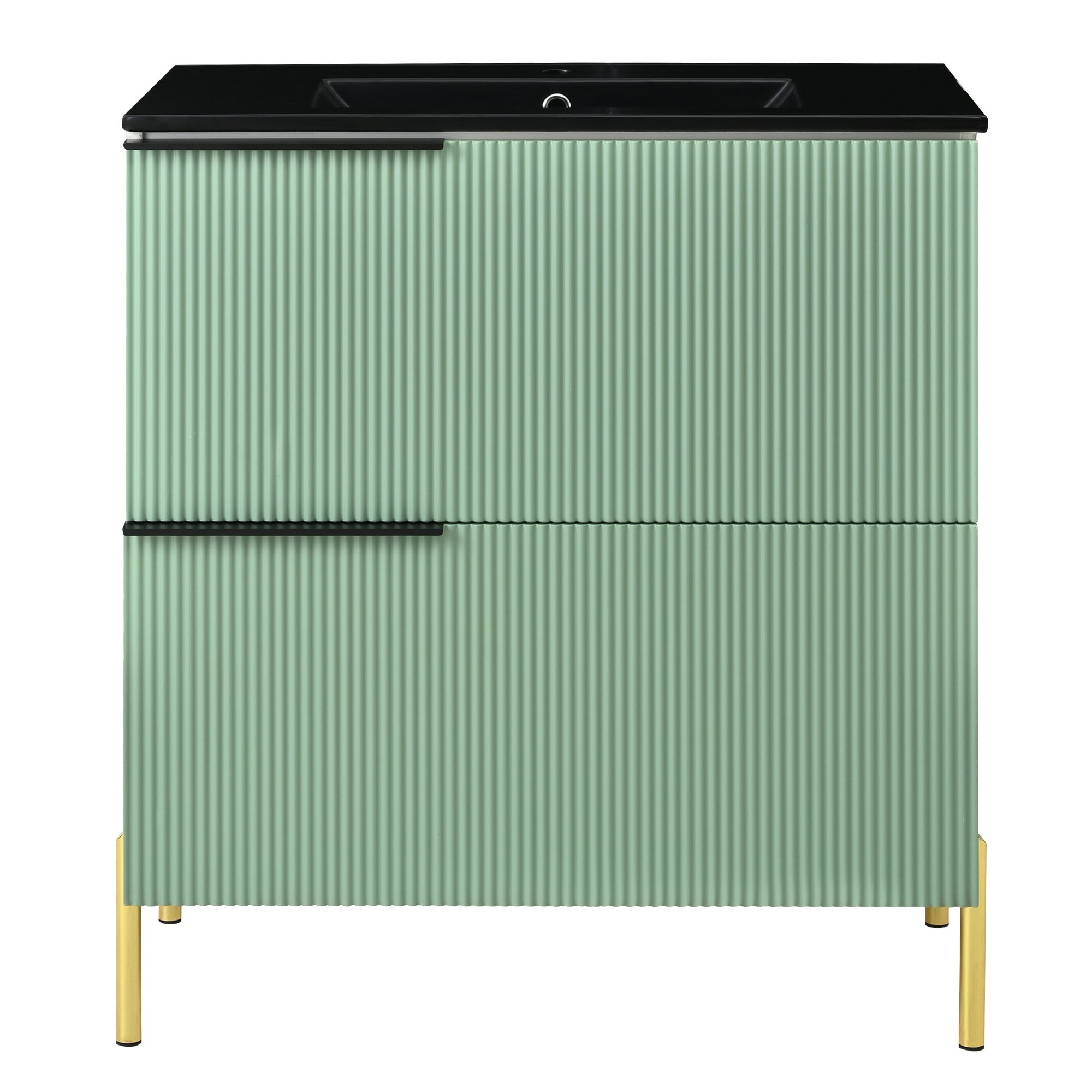 Móvel de banheiro com pia única, gabinete baixo com cuba de cerâmica - 2 gavetas - 81,5 x 47 x 90 cm - MDF - Verde - 9