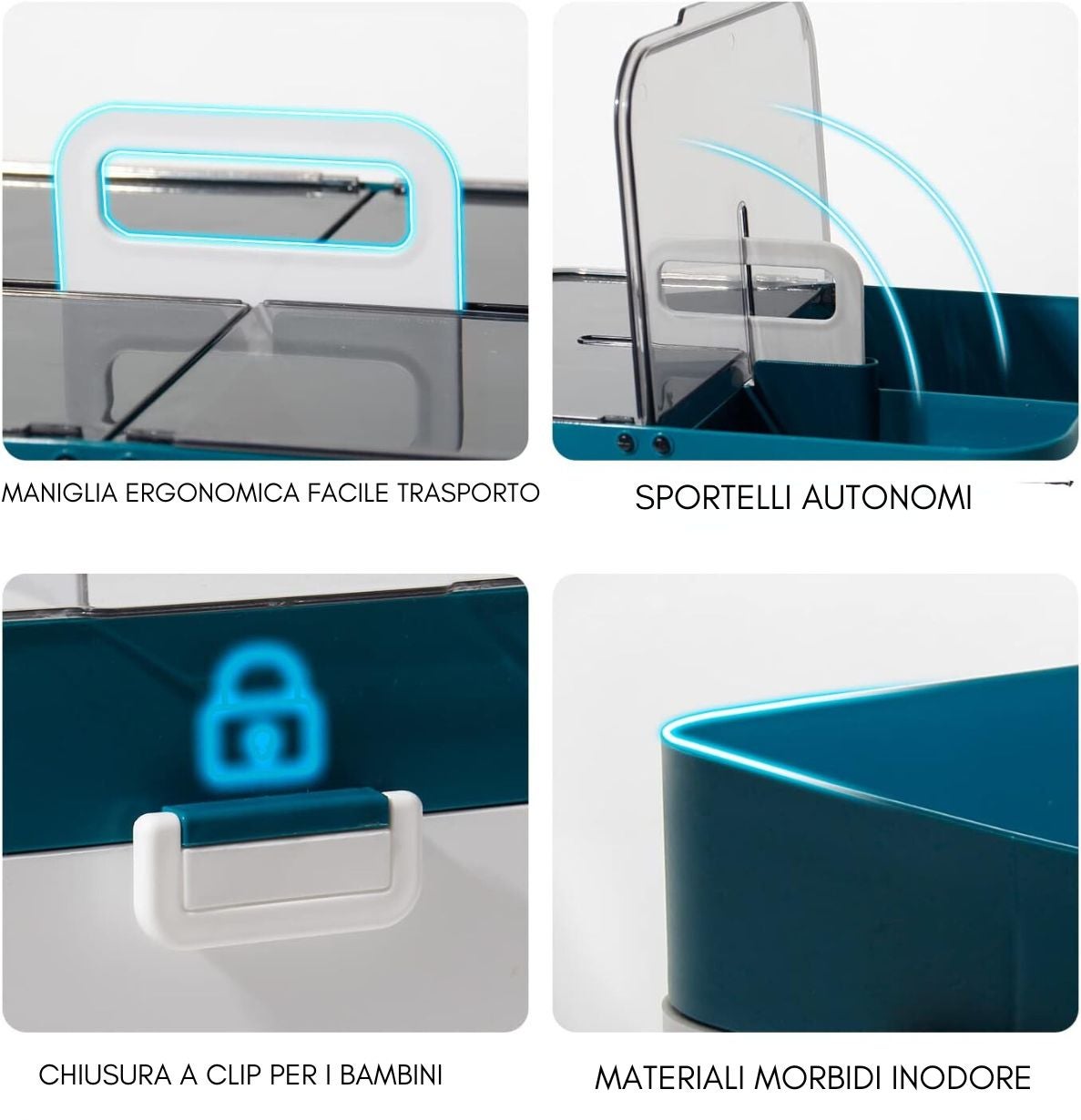 Scatola contenitore in plastica multiuso organizer box contenitore riporre cosmetici scrivania cucina medicinali Maka 18x27x21 Arancio - 7