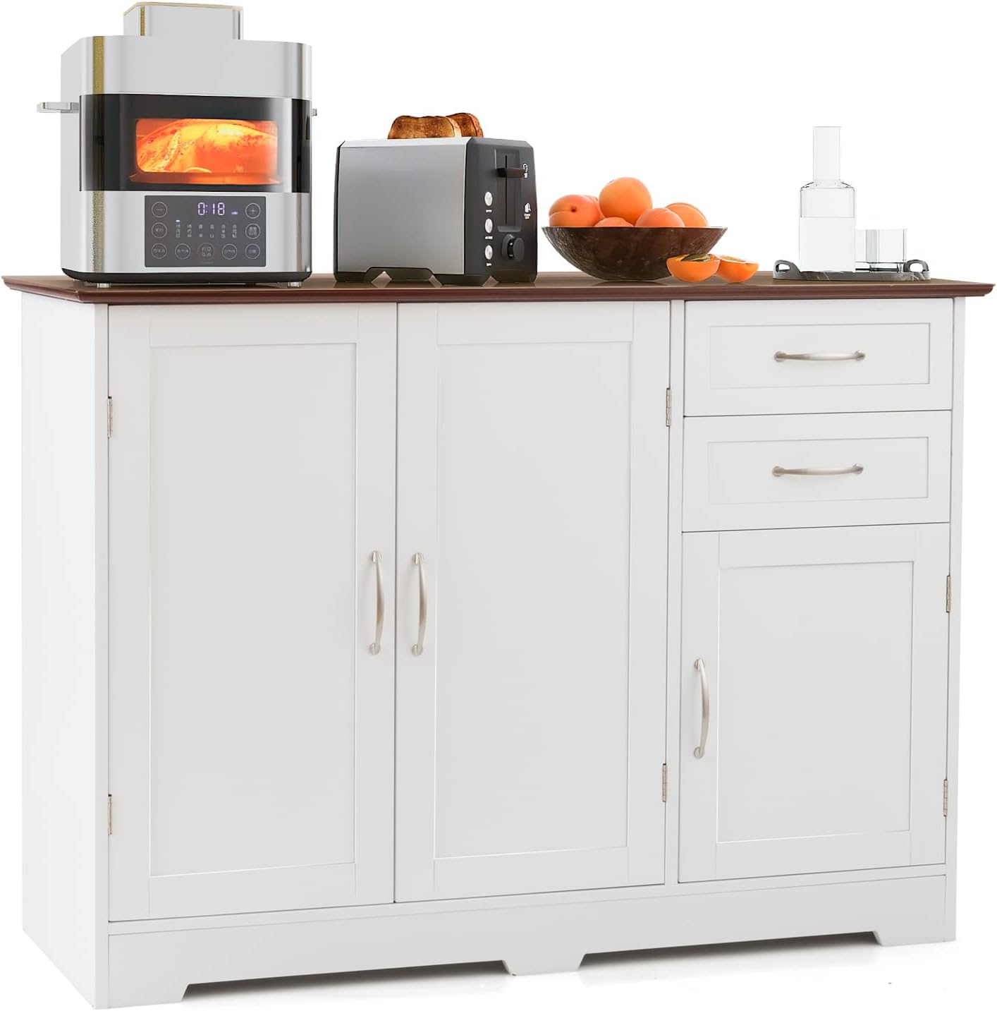 Buffet De Cuisine Industriel Noir – Métal, 2 Portes, 2 Tiroirs, Étagère (Neuf)