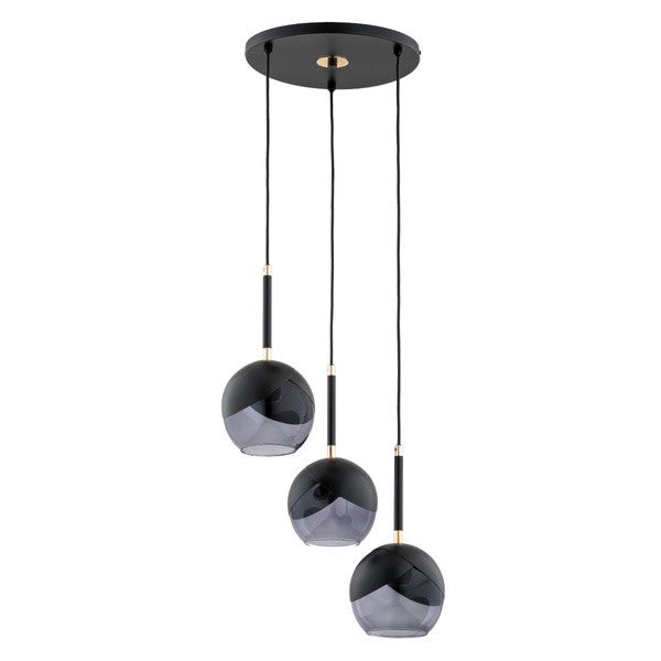 Lampa wisząca MILTONA czarna-chromowana 3 x E27 x 15W wym:85x38x38cm Alfa