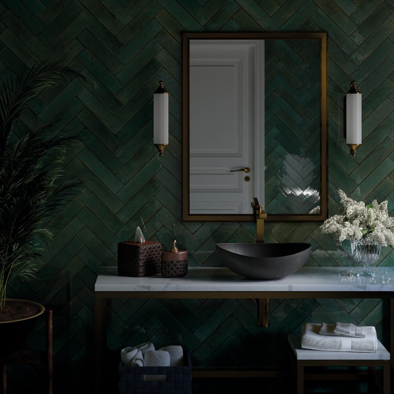 Płytka porcelanowa premium na ścianę z efektem Zellige ULTRAGLOSS Agadir Lago 7x28