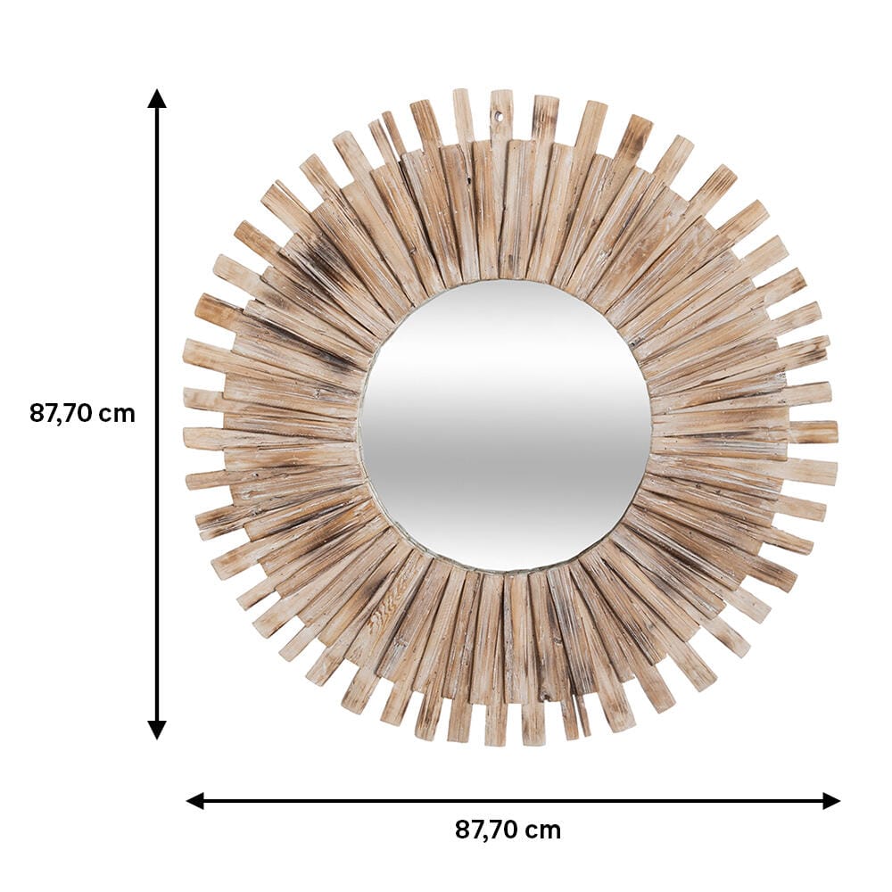Miroir rond encadré Manon naturel 87,7 x 87,7 cm - 3