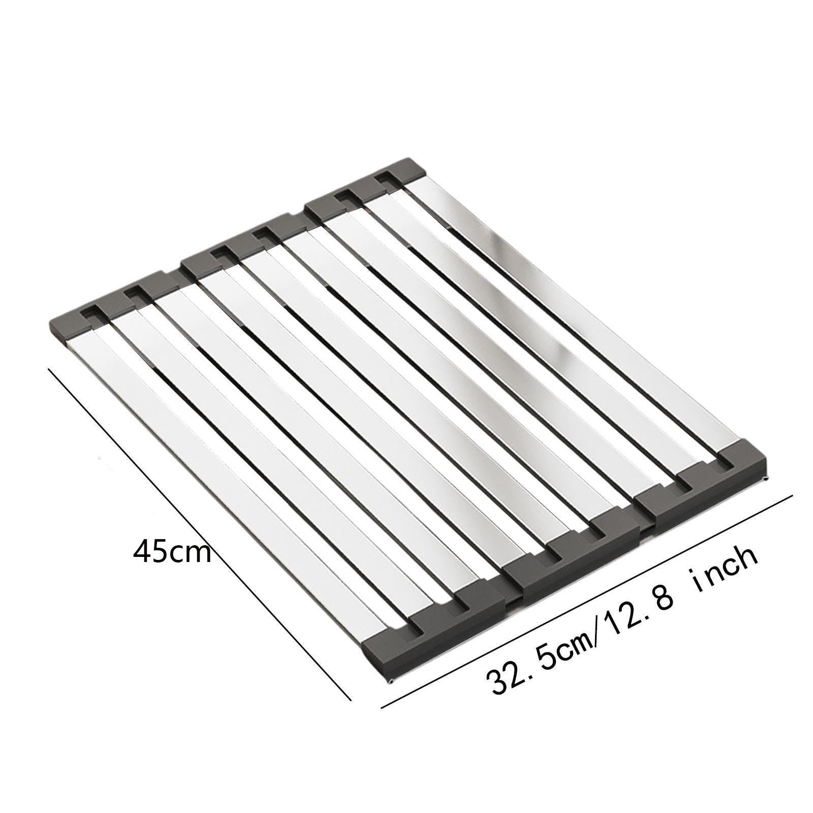 Égouttoir à vaisselle pliable au-dessus de l'évier, égouttoir d'évier de cuisine en acier inoxydable,panier de vidange télescopique pliable-45*32,5cm - 4