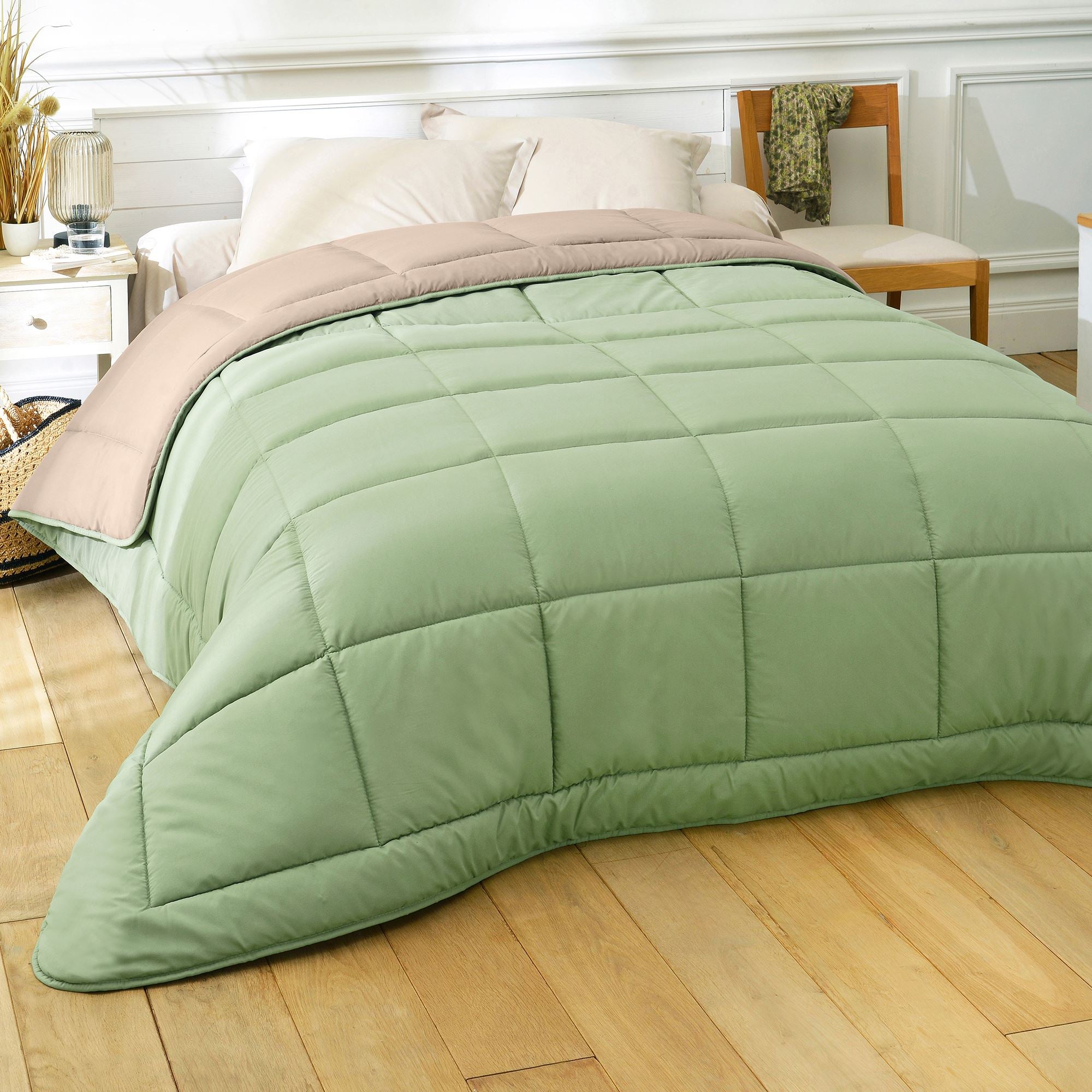 Drap housse percale de coton 80 fils/cm² - 140 x 190 cm - Bonnet 30 cm - Gris