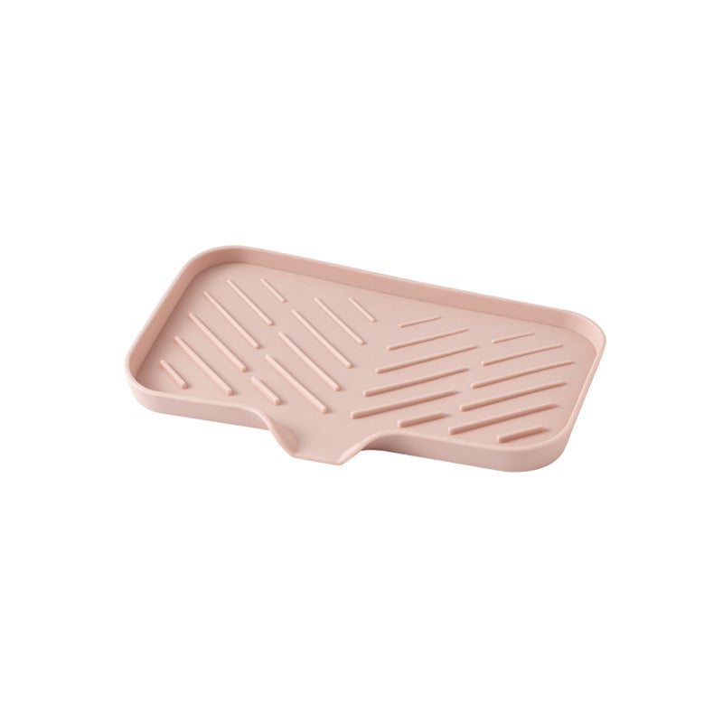 Jasnoróżowy silikonowy uchwyt na gąbkę 24 x 15 x 1,7 cm, 1 tacka do zlewu, szczotka do mydła, odpowiedni do kuchni i łazienki