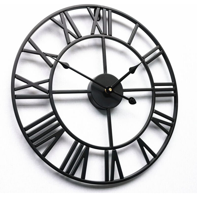 Horloge créative rétro en métal fer horloge murale romaine salon décoration horloge murale (50 cm) - 2