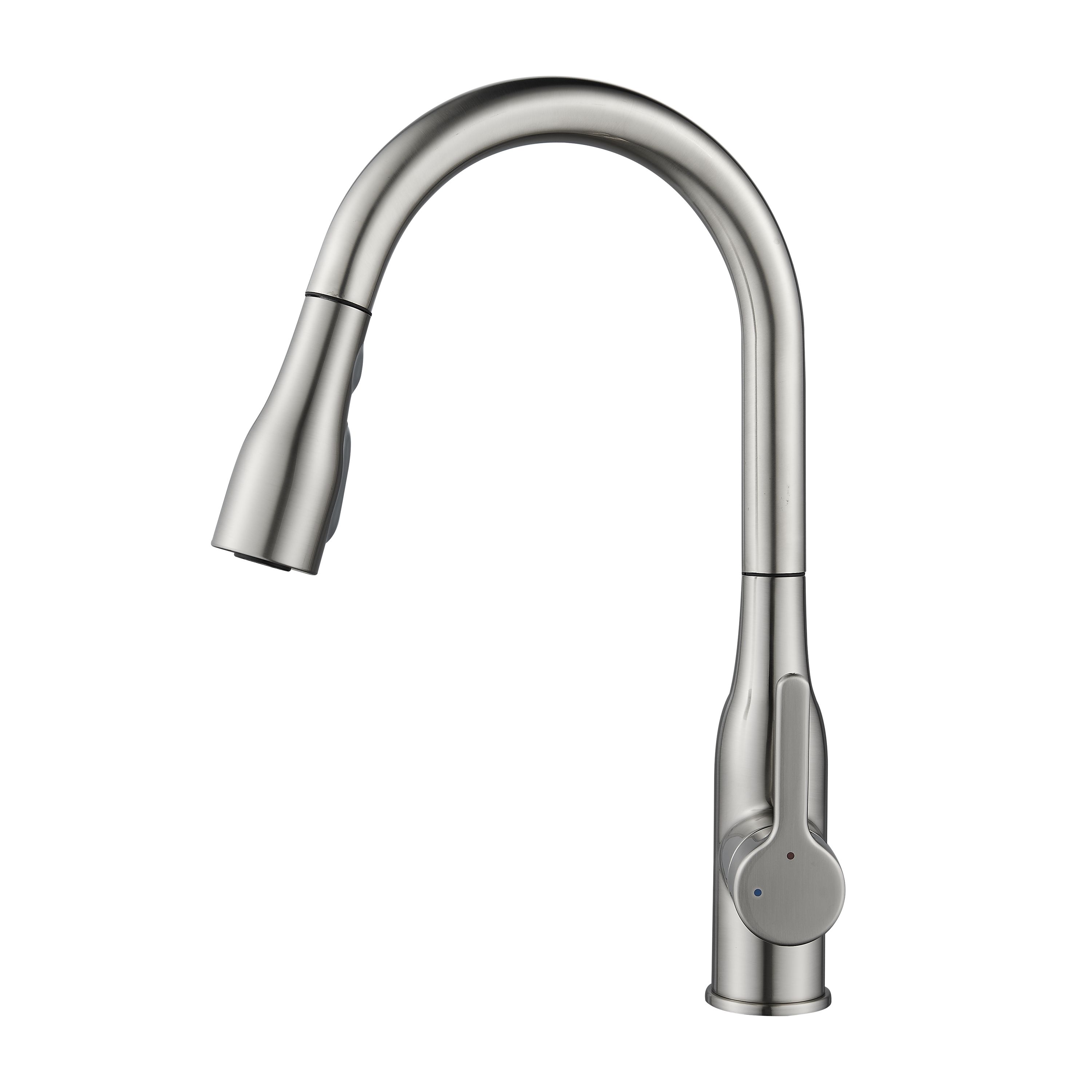 Rubinetto da cucina con canna alta e doccetta estraibile FANNY - 3 tipi di getto - Cromo spazzolato - DELINIA - 3