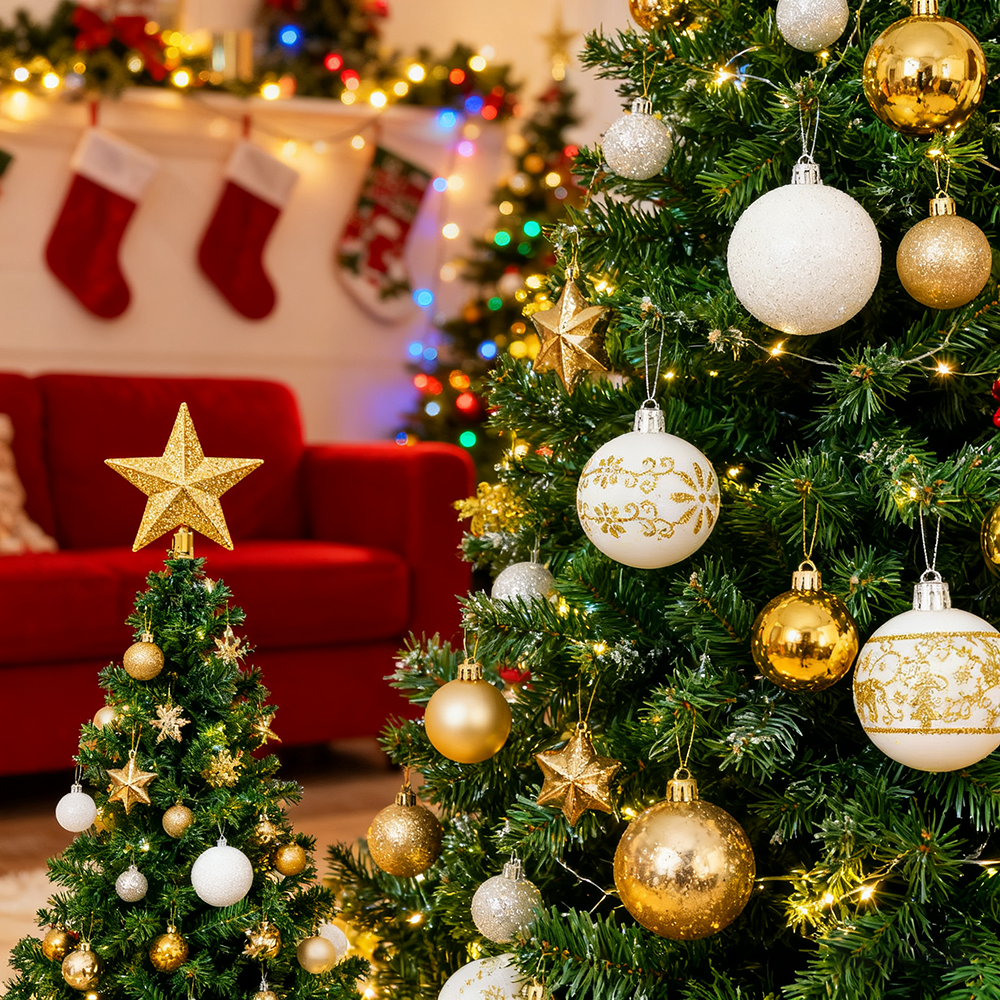 Juego de 44 adornos para árbol de Navidad, Juego de bolas navideñas irrompibles, Colgantes navideños, Adornos navideños, Regalos navideños - 2