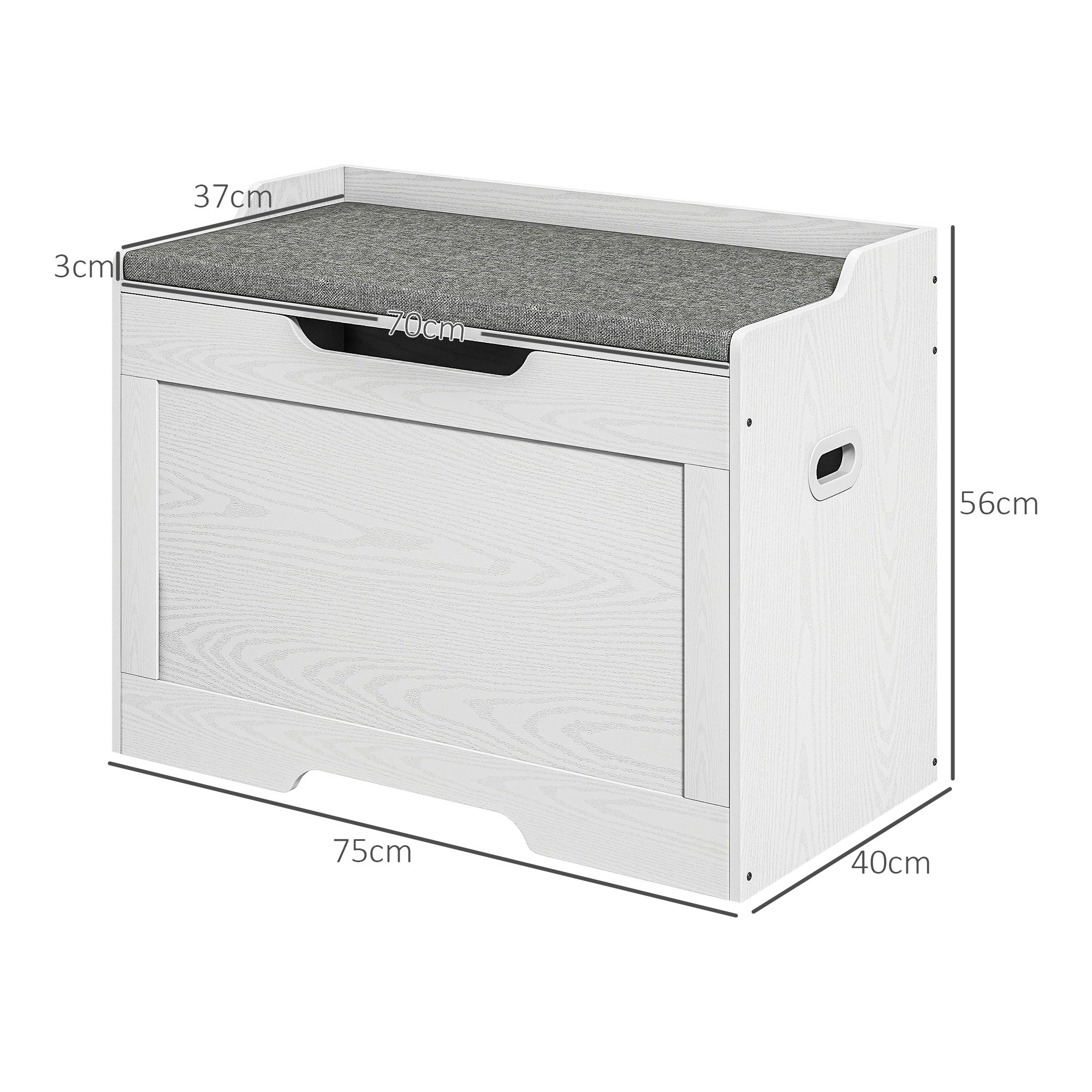 Banc de rangement 103 L,Banc de rangement multifonctionnel avec coussin en tissu lavable,Banc de rangement en bois pour entrée, couloir, salon - 5